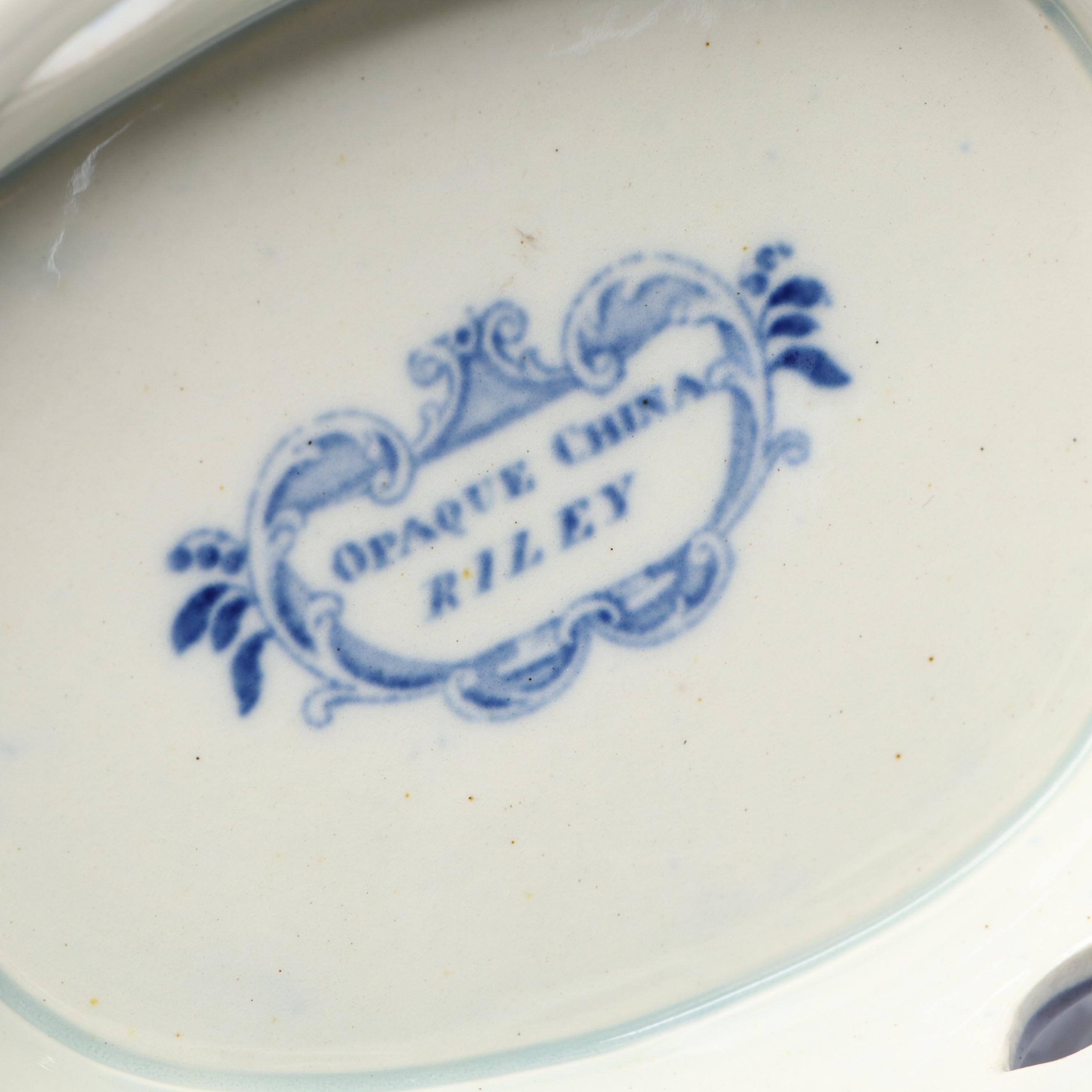 Historical Staffordshire "Riley" Blue Transferware Pierced Basket