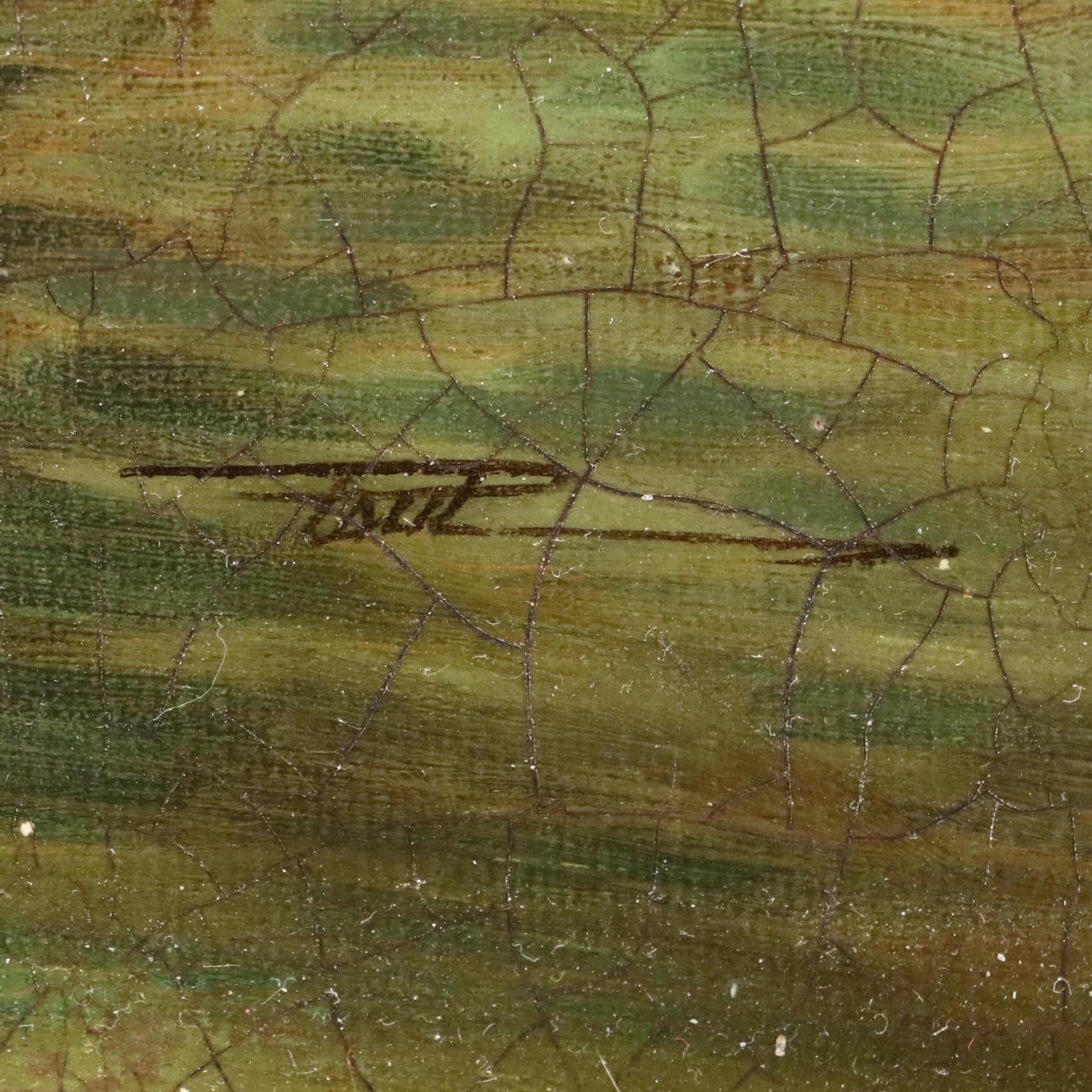 Beachfront Landscape Oil Painting of Fishing Scene