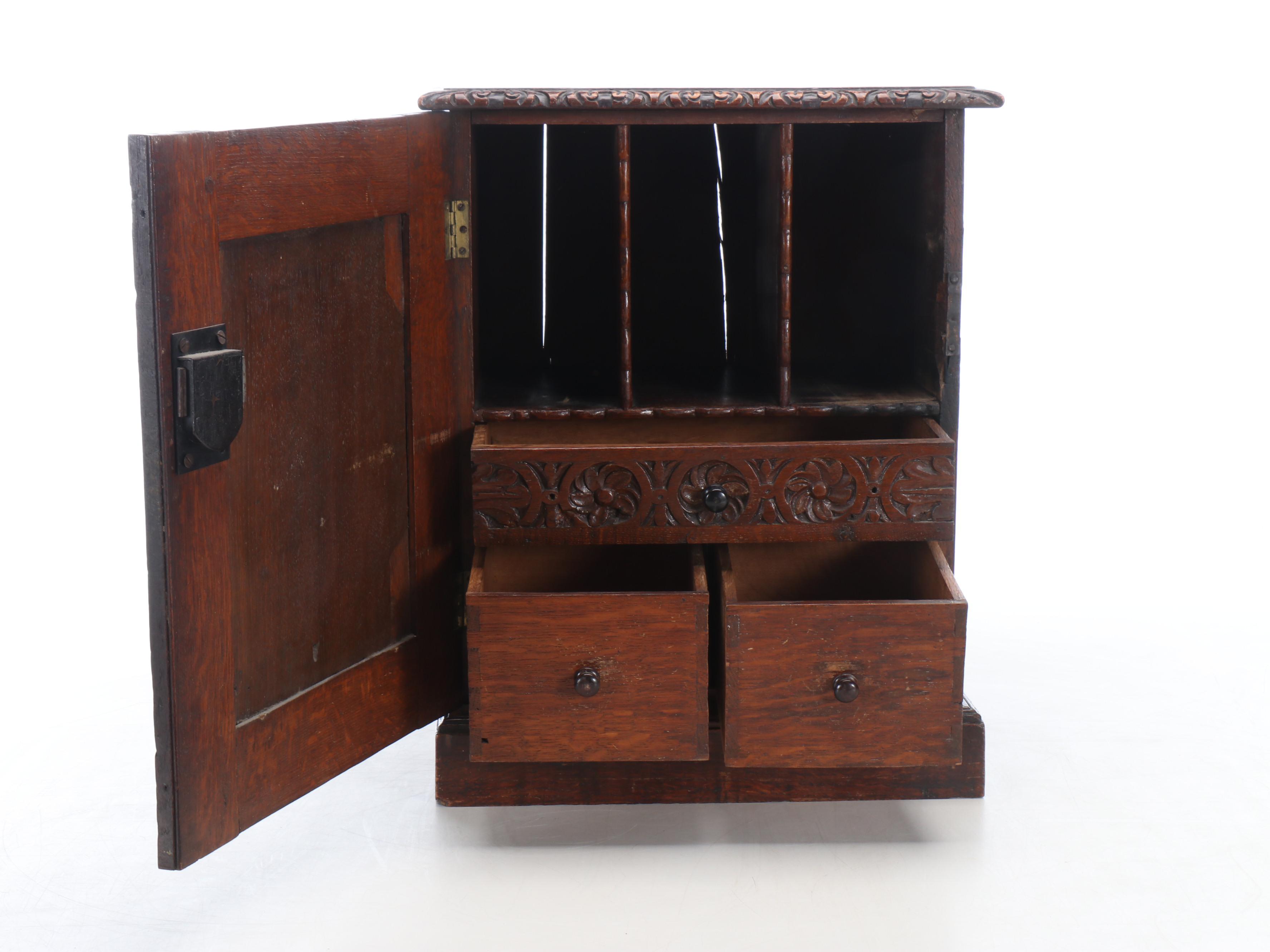 Jacobean Revival Oak Document Cabinet