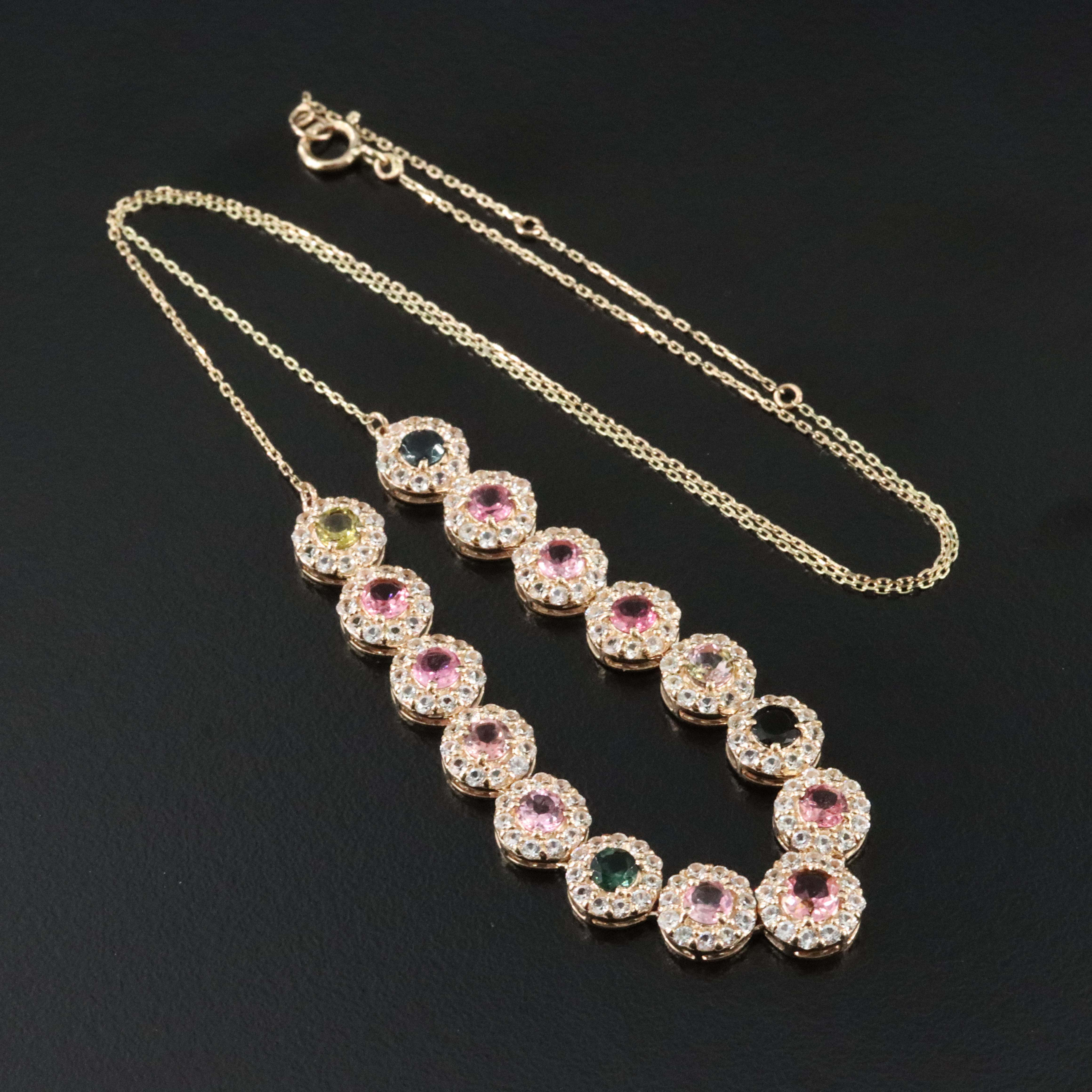 14K Tourmaline and White Topaz Necklace