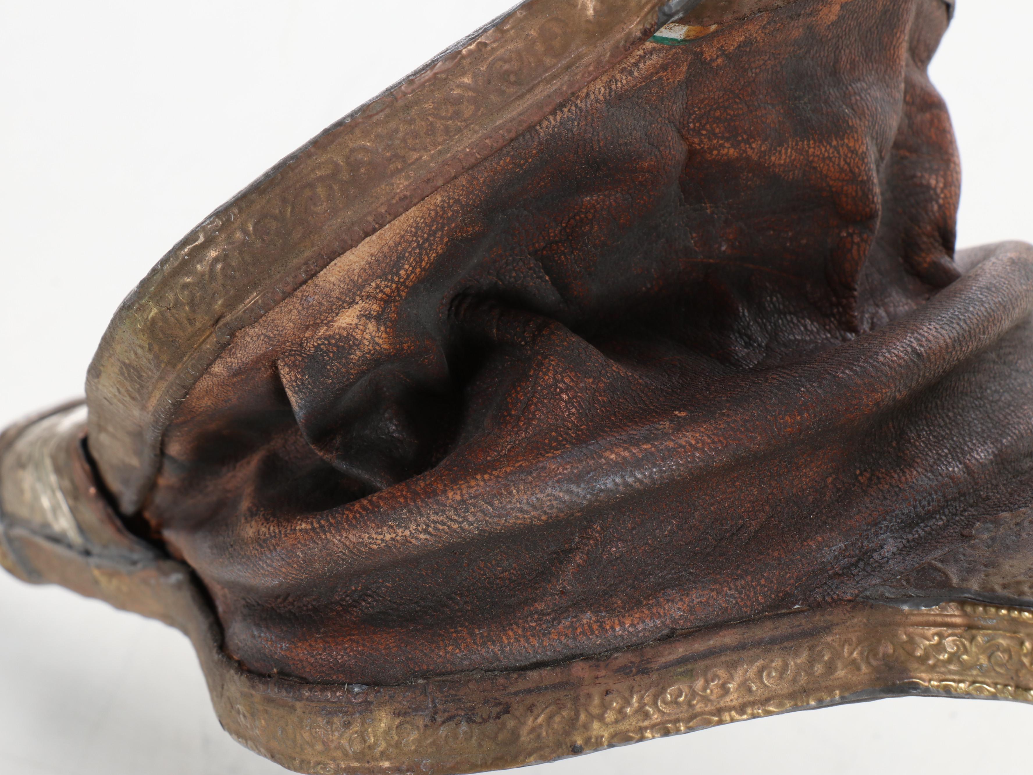 Victorian Style Brass and Horn Bellows and Brass Cast Wood Log Storage Box