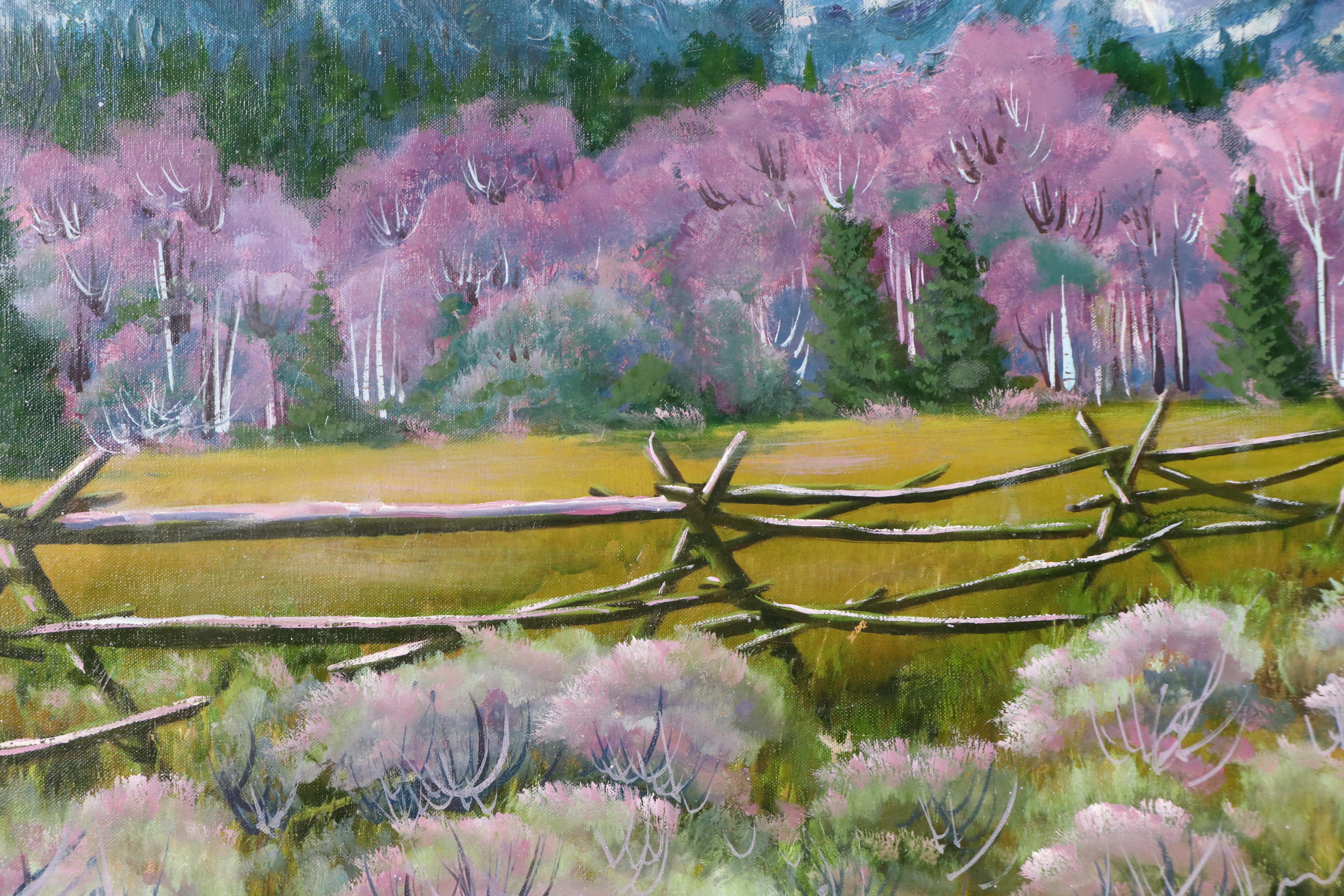 Gary Case Large-Scale Landscape Oil Painting "Teton Range," 1967