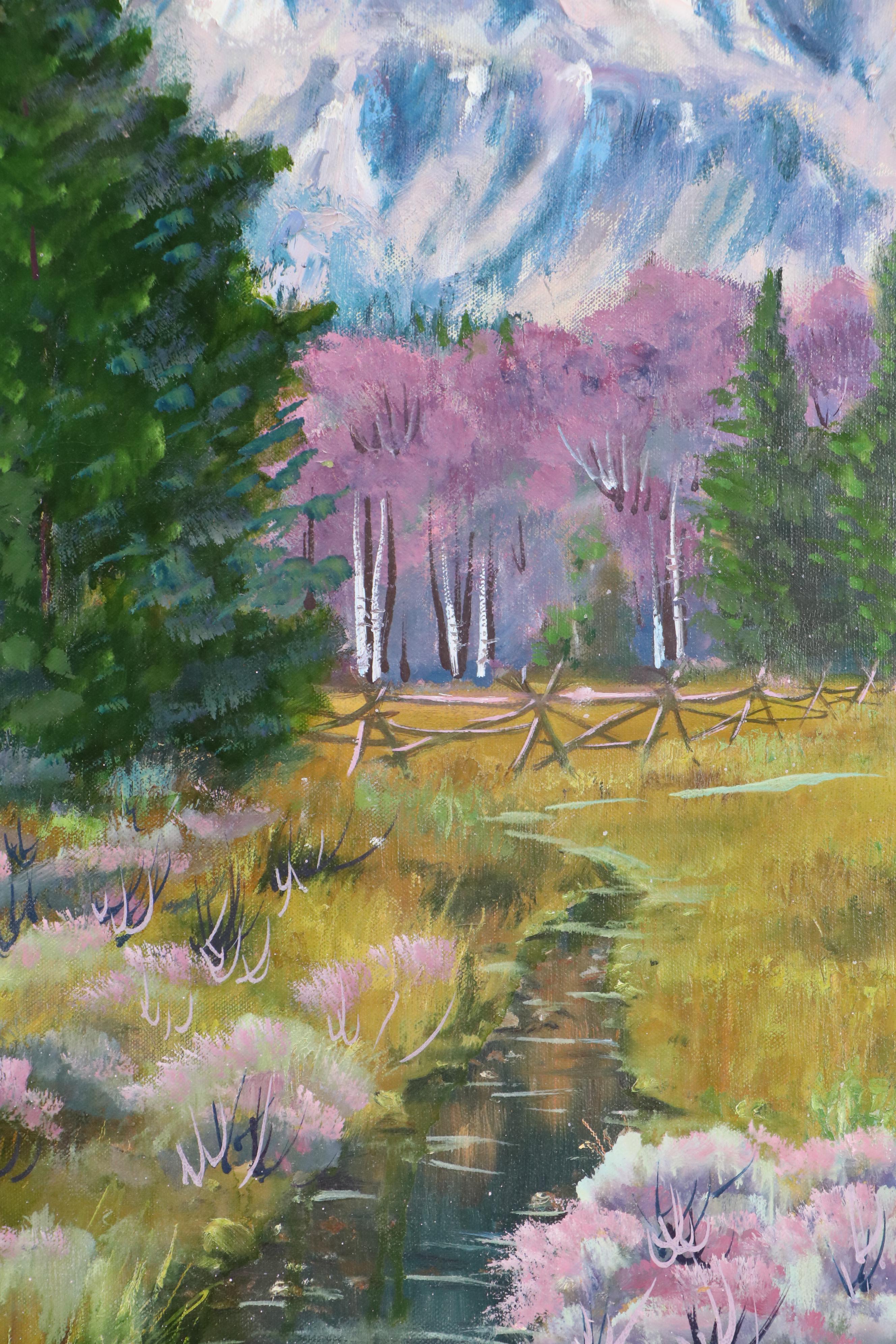 Gary Case Large-Scale Landscape Oil Painting "Teton Range," 1967