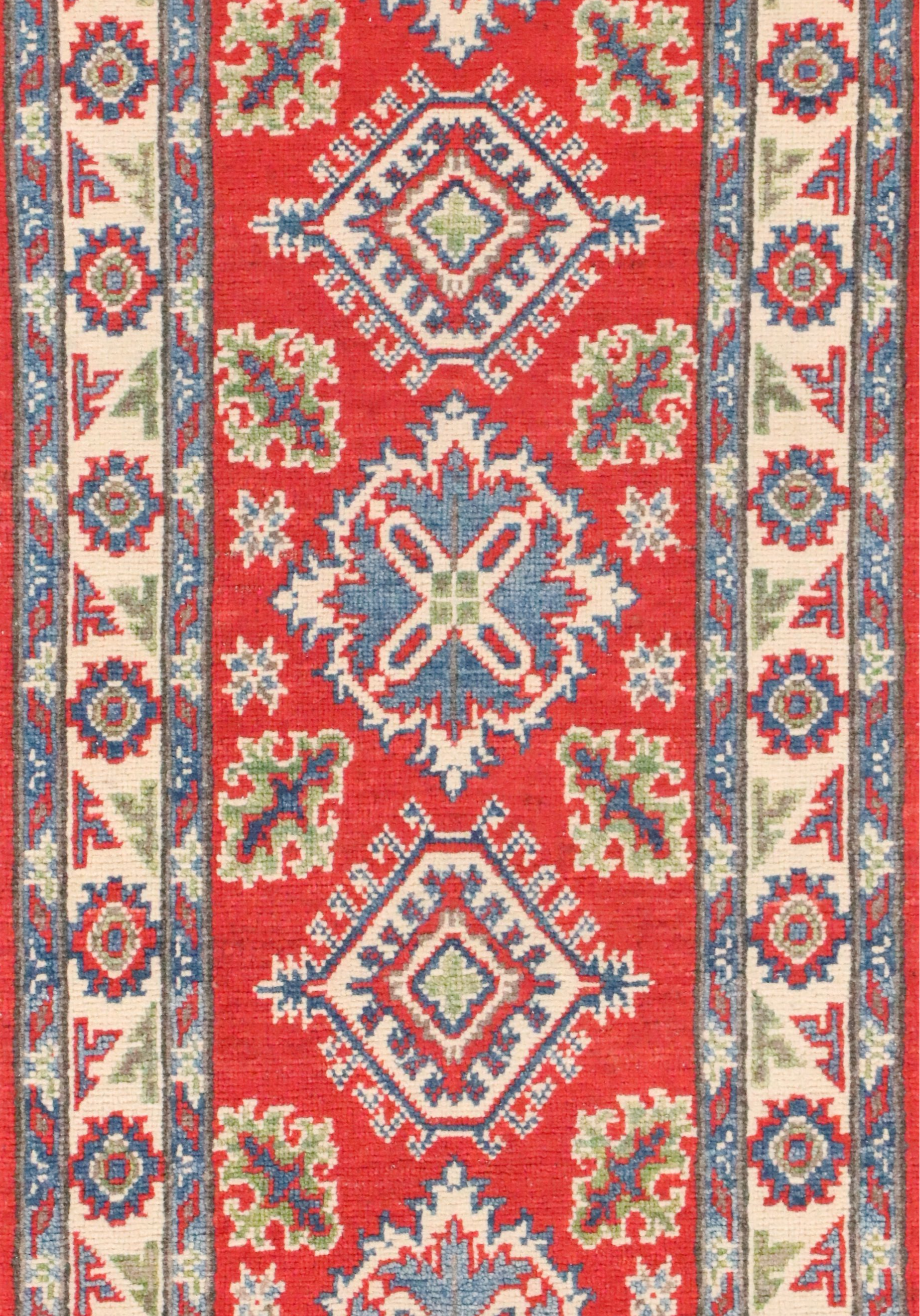 2'1 x 6'6 Hand-Knotted Afghan Kazak Carpet Runner
