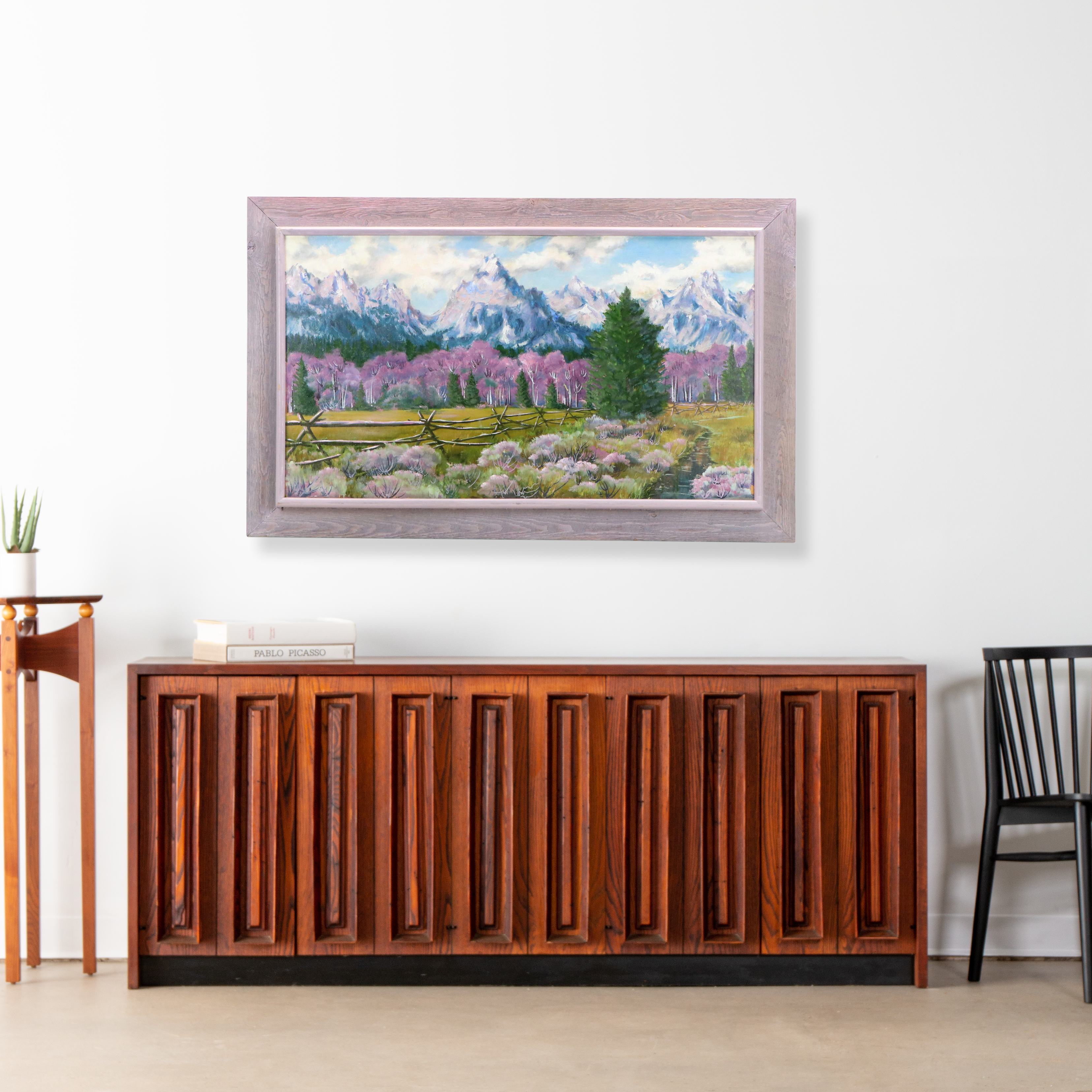 Gary Case Large-Scale Landscape Oil Painting "Teton Range," 1967