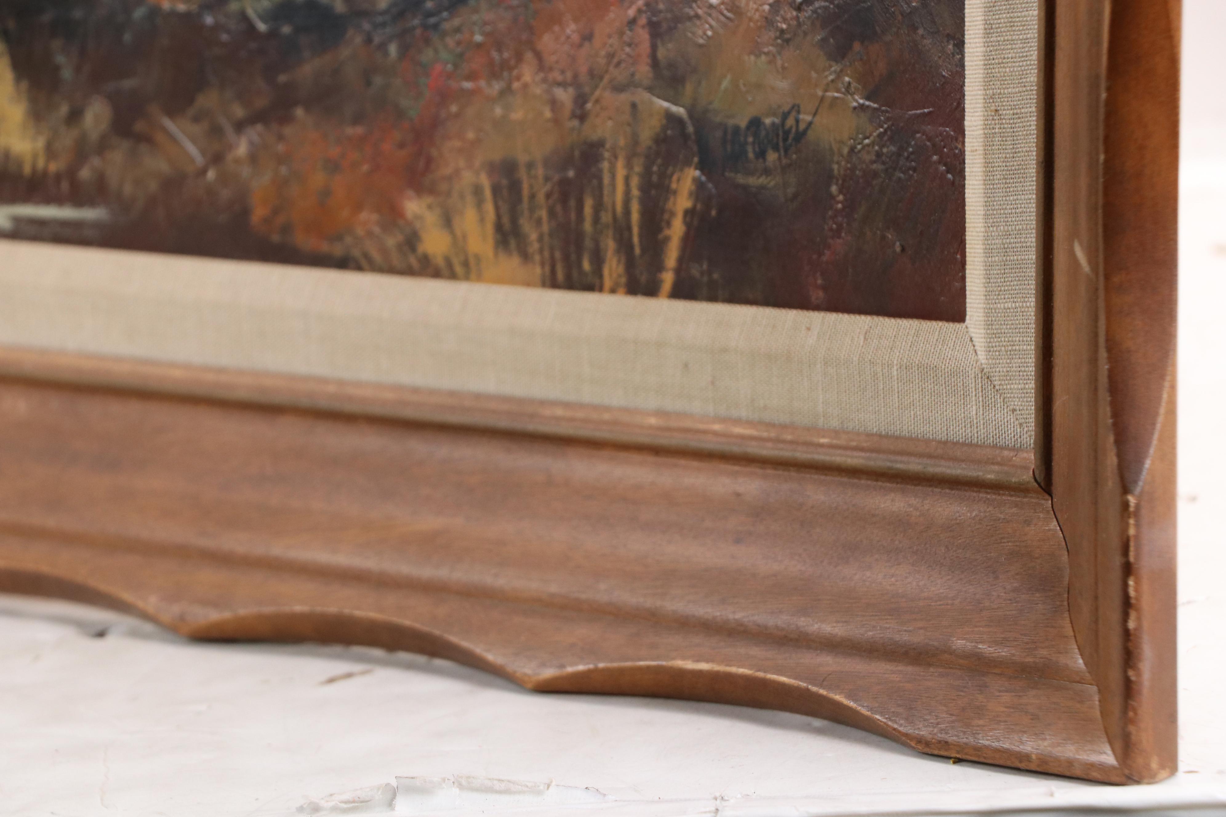 M. Marquez Landscape Oil Painting of Autumn River Scene