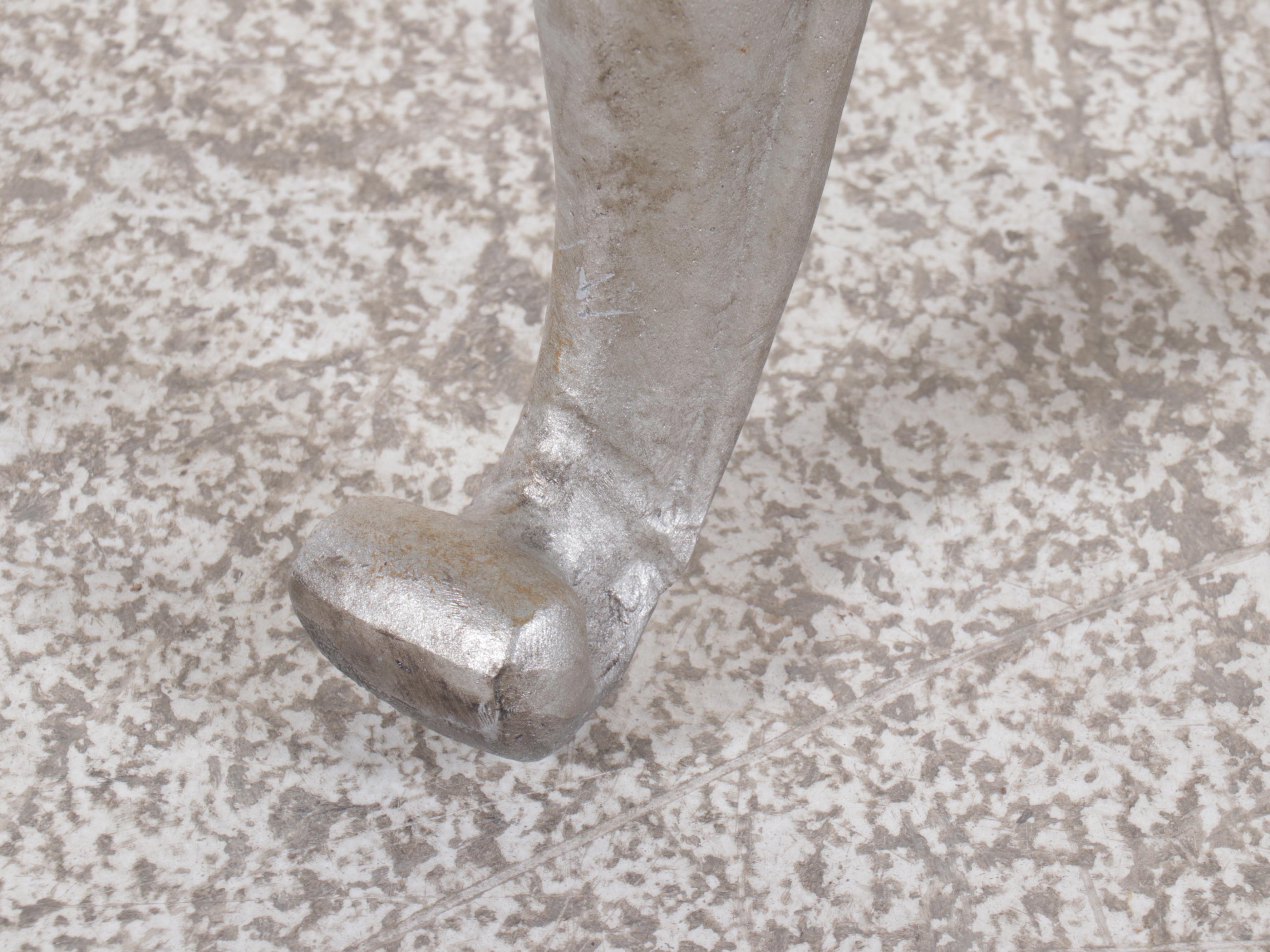 Modernist Metal Glass-Top Demi-Lune Console  Table