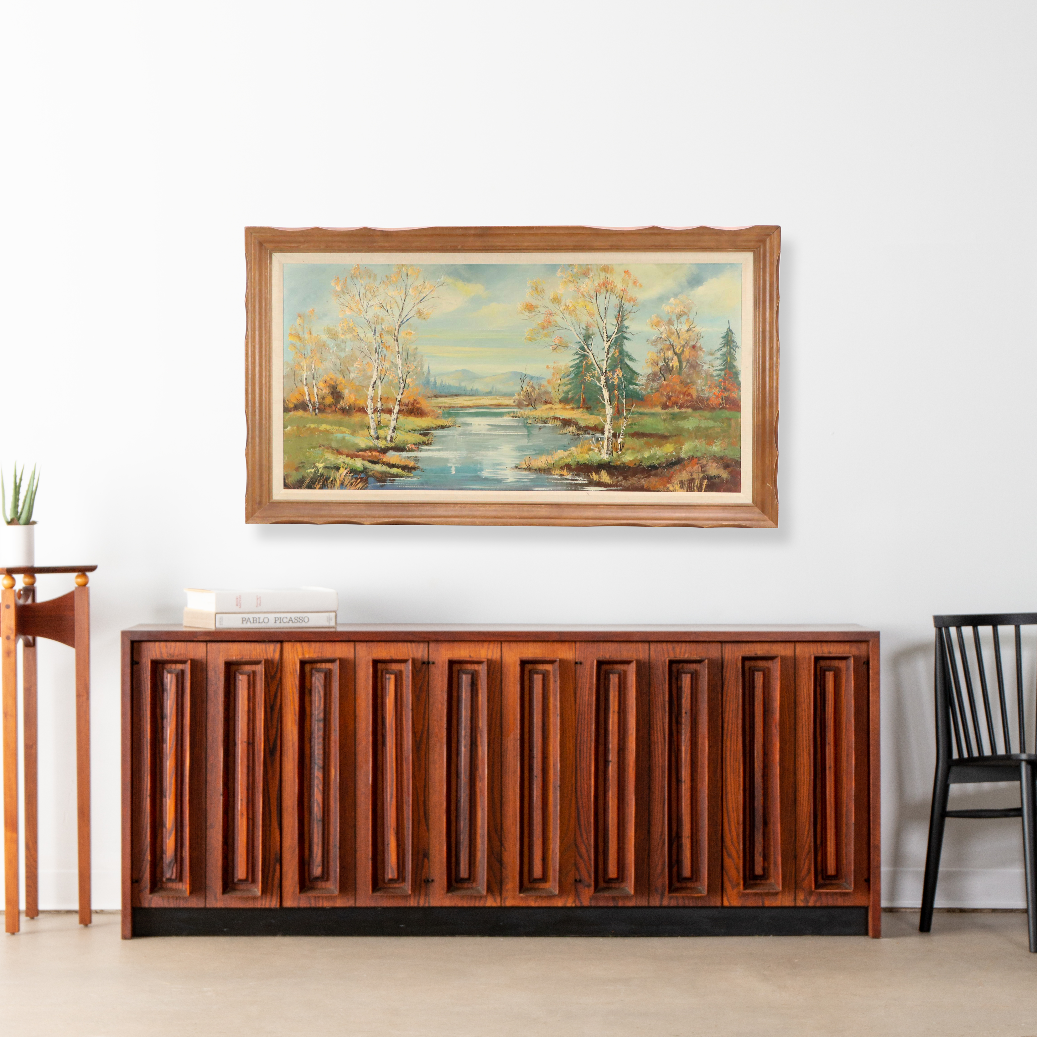 M. Marquez Landscape Oil Painting of Autumn River Scene