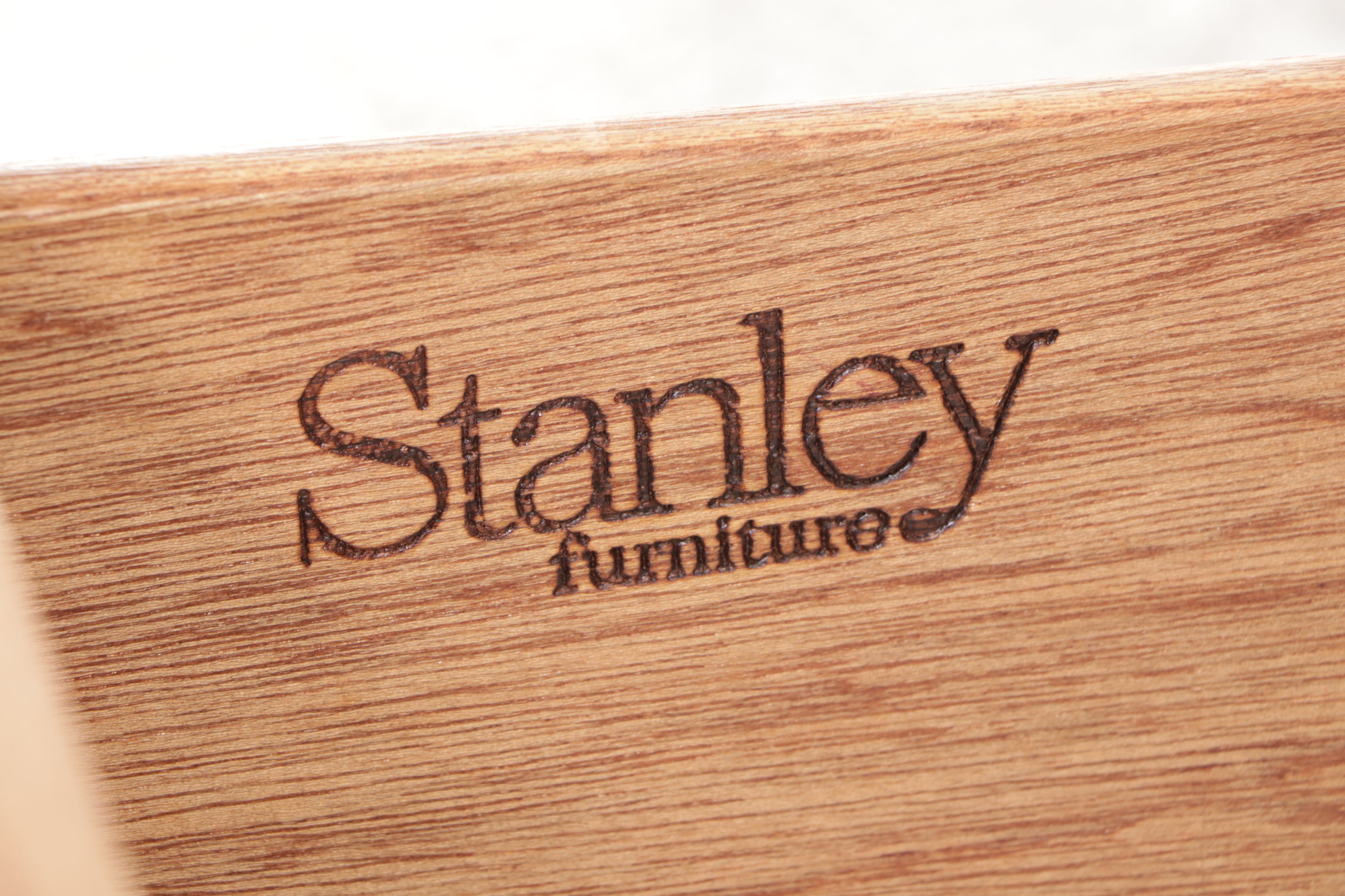 Stanley Furniture Oak and Laminate Chest with Book Shelves and Nightstand, 1986