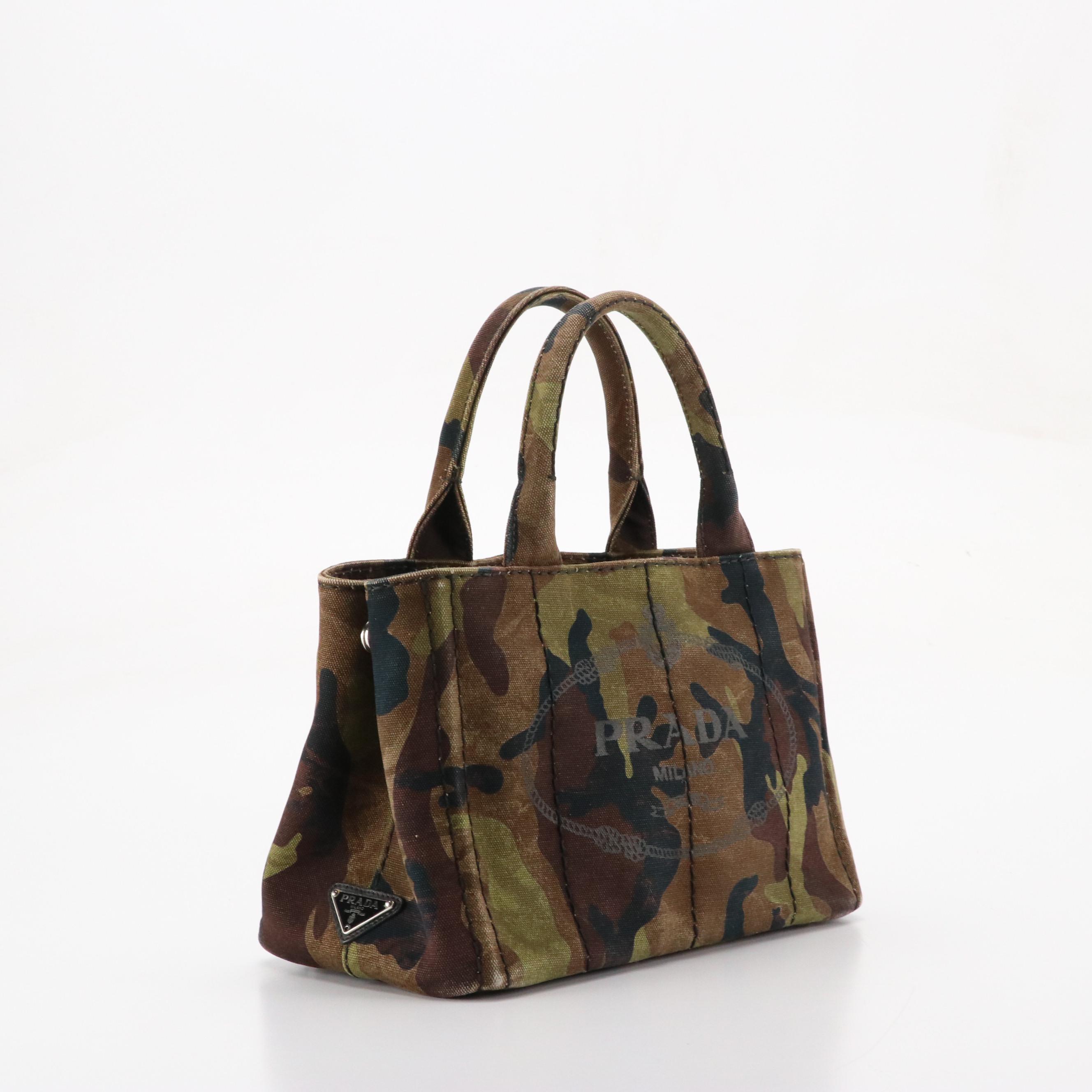 Prada Camouflage Printed Canapa Logo Small Two-Way Tote