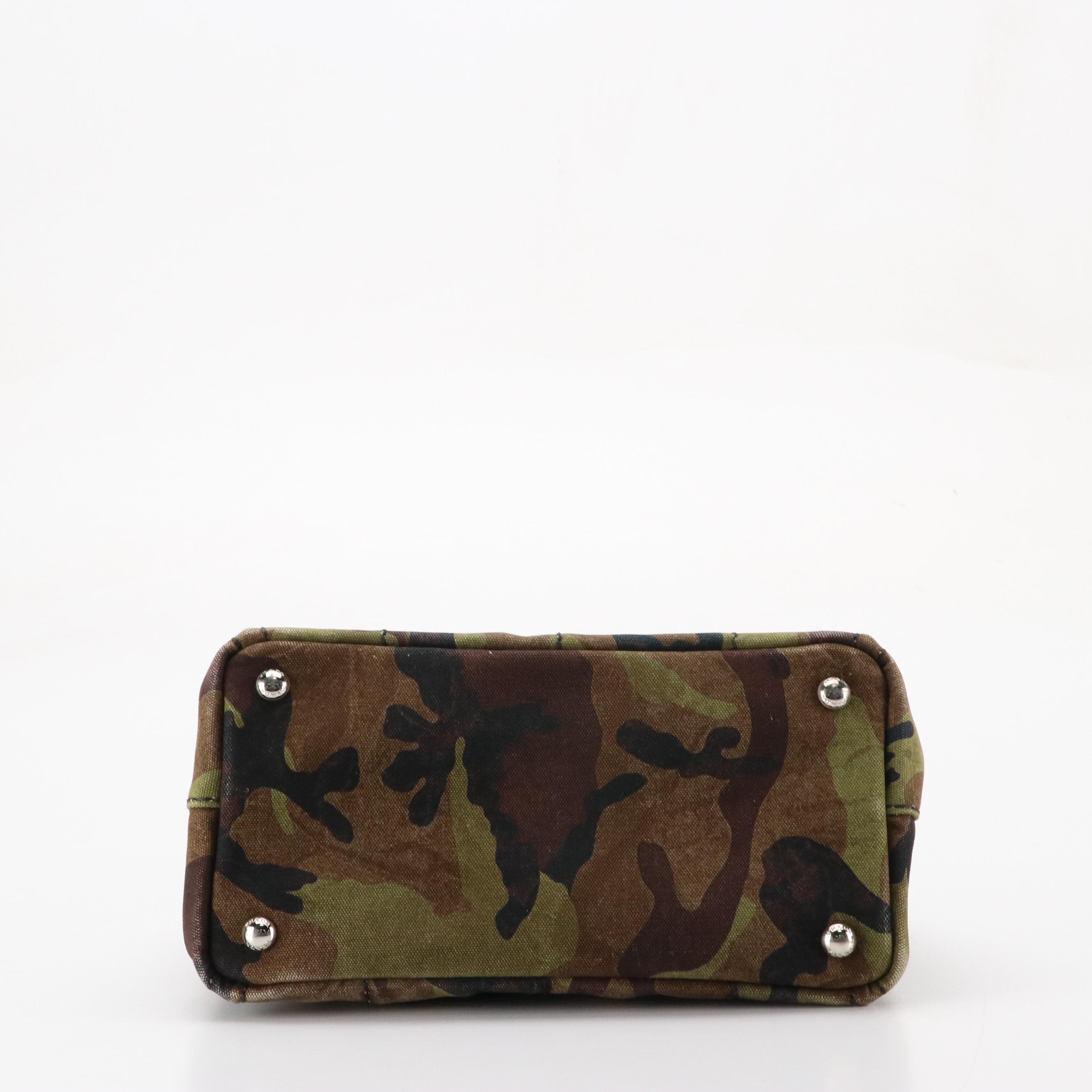Prada Camouflage Printed Canapa Logo Small Two-Way Tote