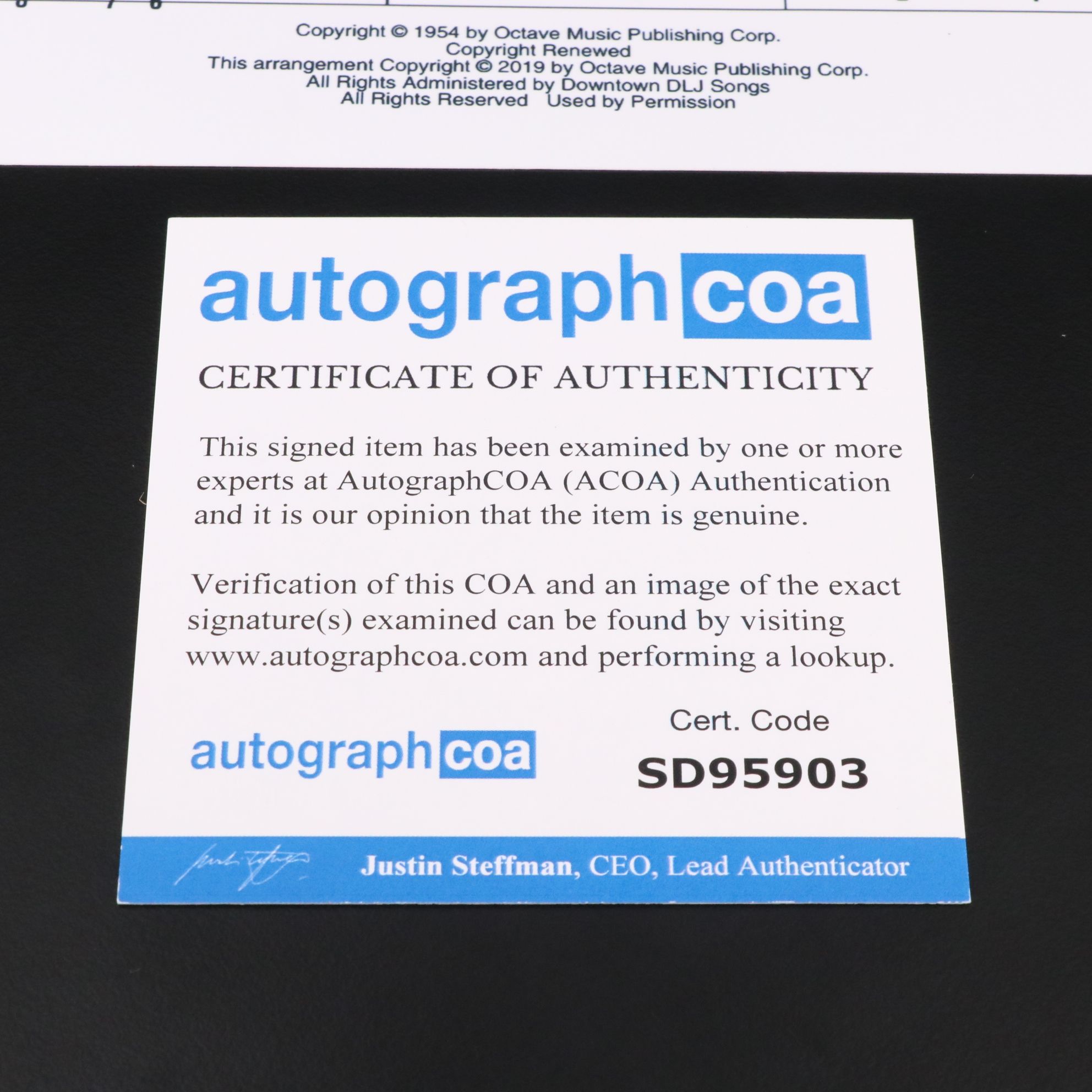 Johnny Mathis Signed "Misty" Sheet Music Print