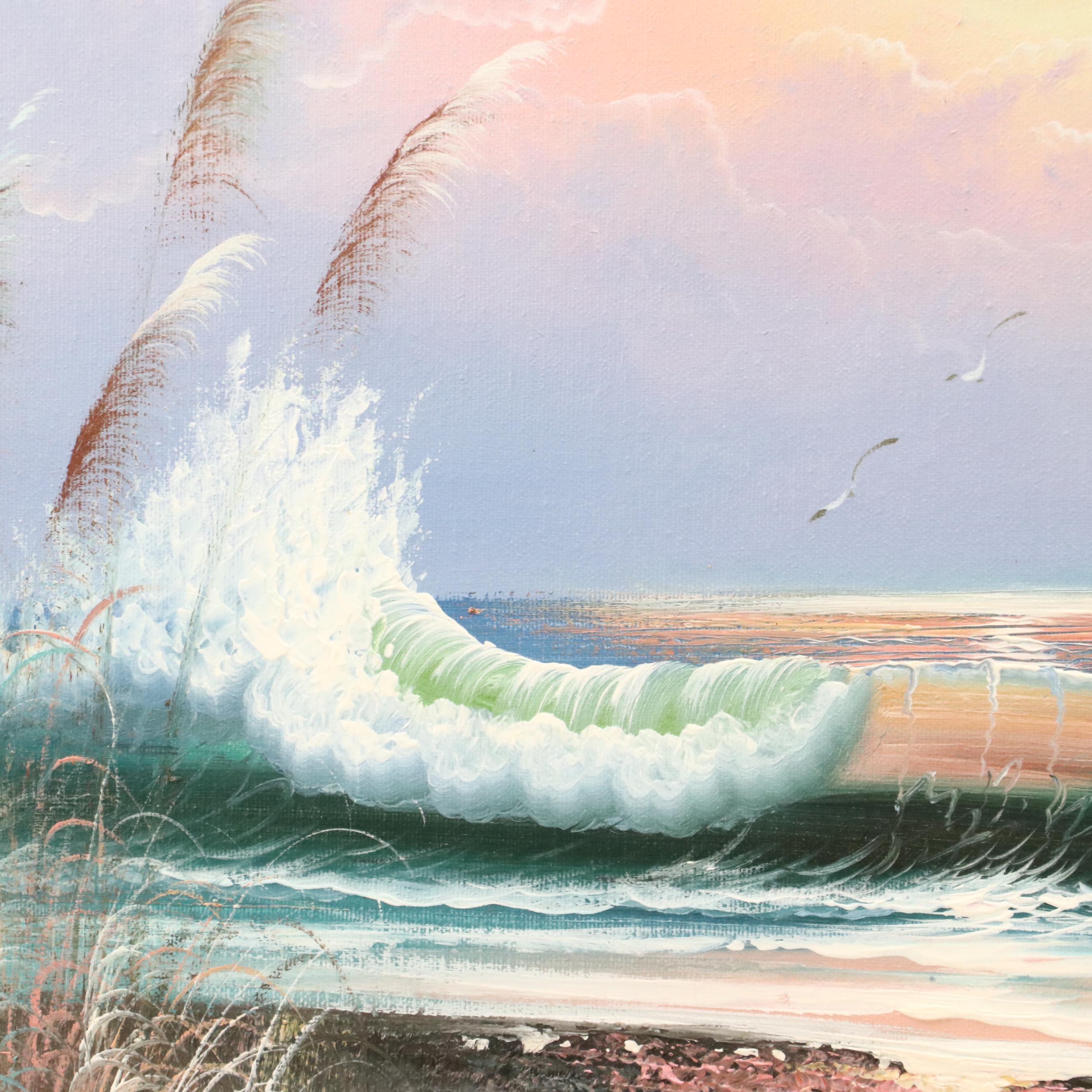 B. Duggan Seascape Oil Painting of Lighthouse, Late 20th Century