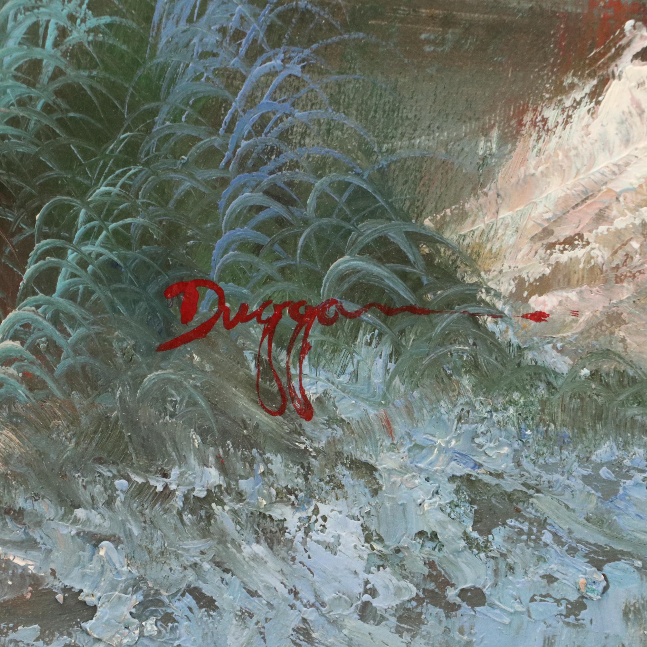 B. Duggan Seascape Oil Painting of Lighthouse, Late 20th Century