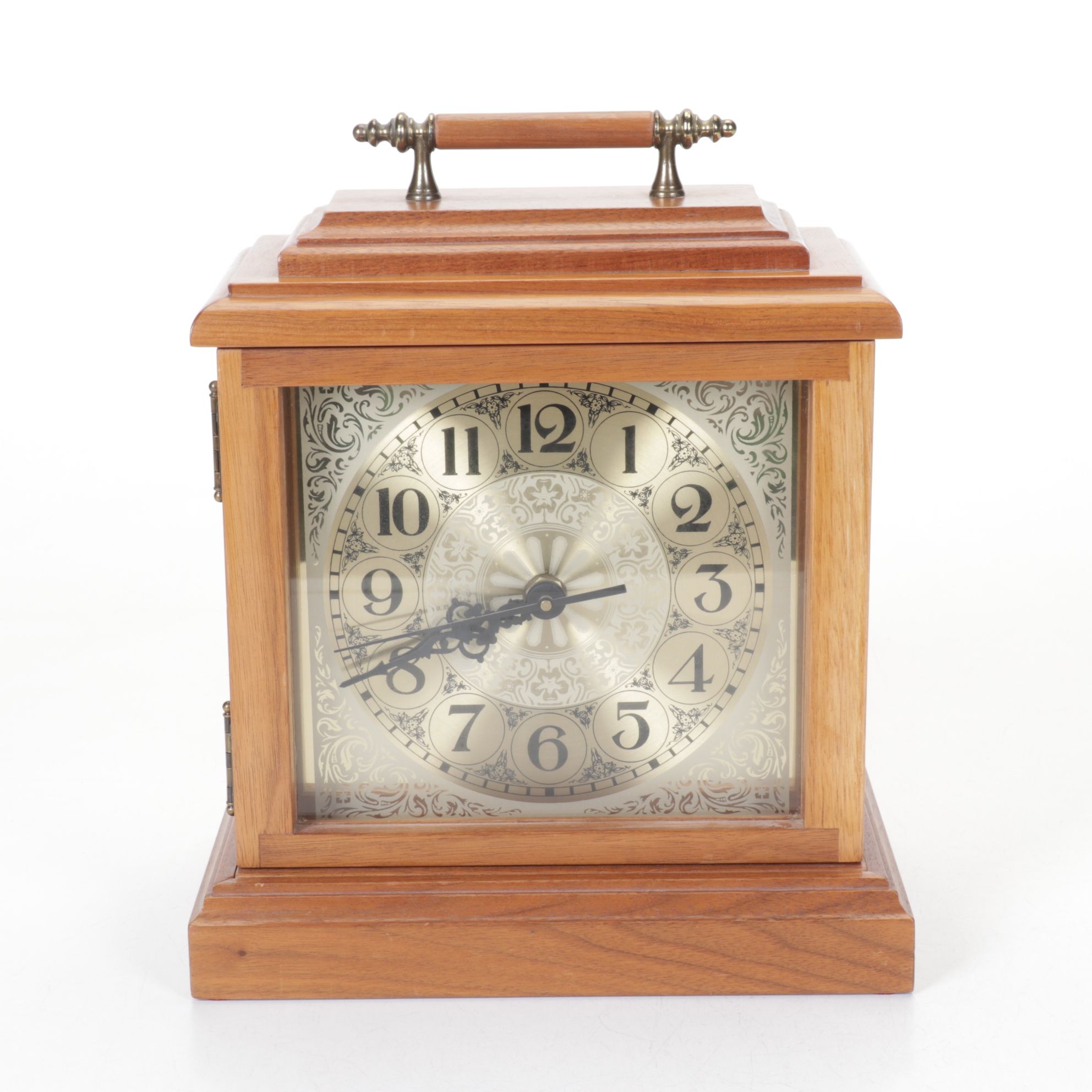 Polished Brass Dial Mantel Clock
