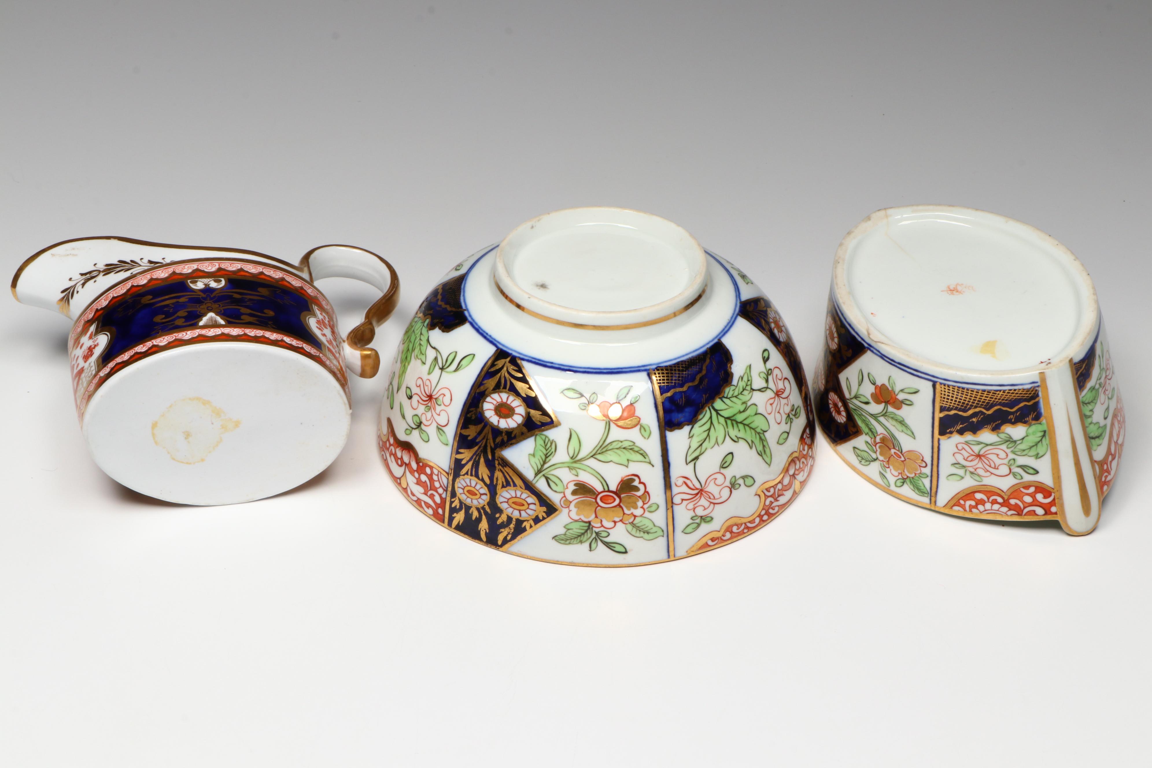 Duesbury Derby Imari Porcelain Bowls with Other English Regency Cream Jug