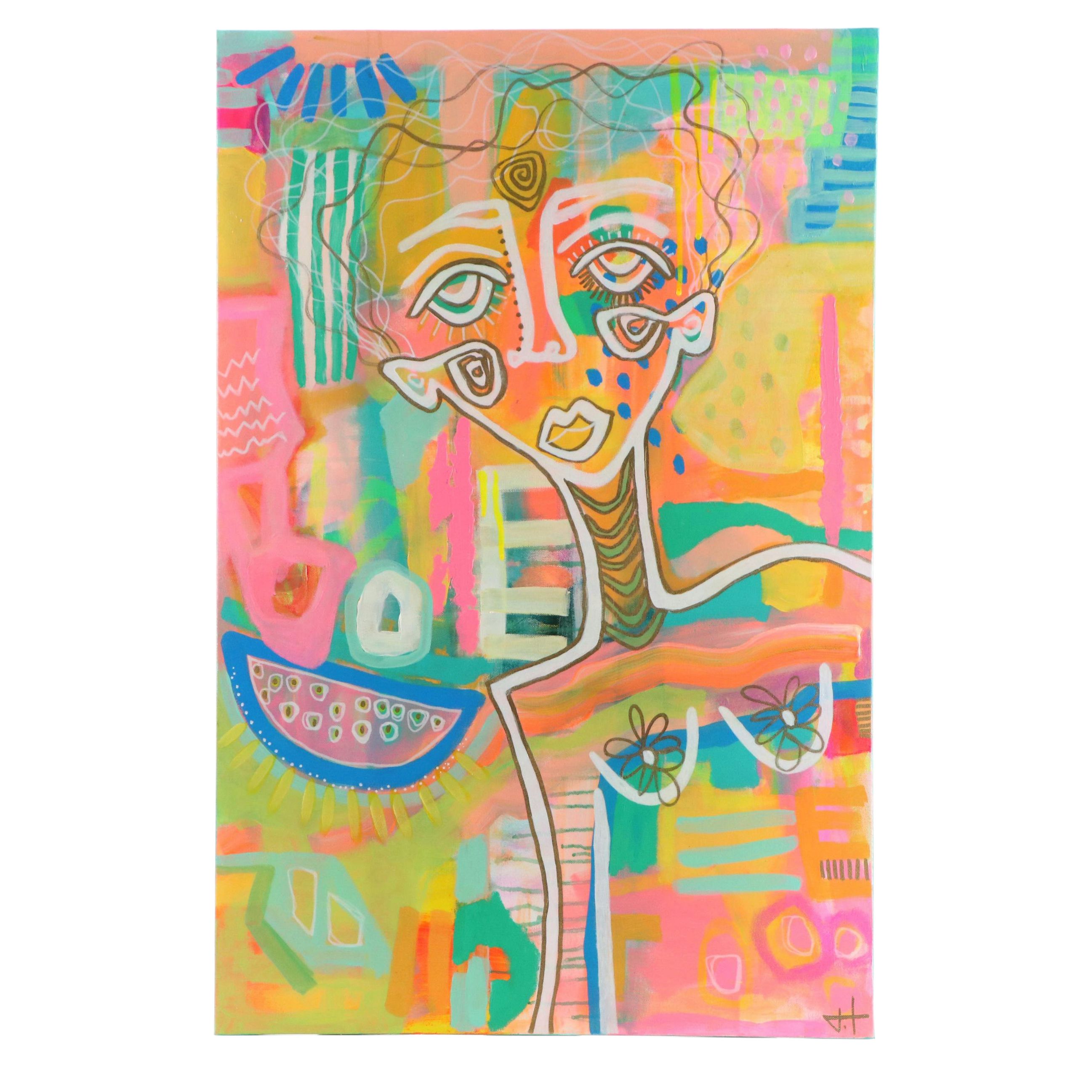 Jordan Howell Abstract Acrylic Painting "Cosmic Fruit," 2024