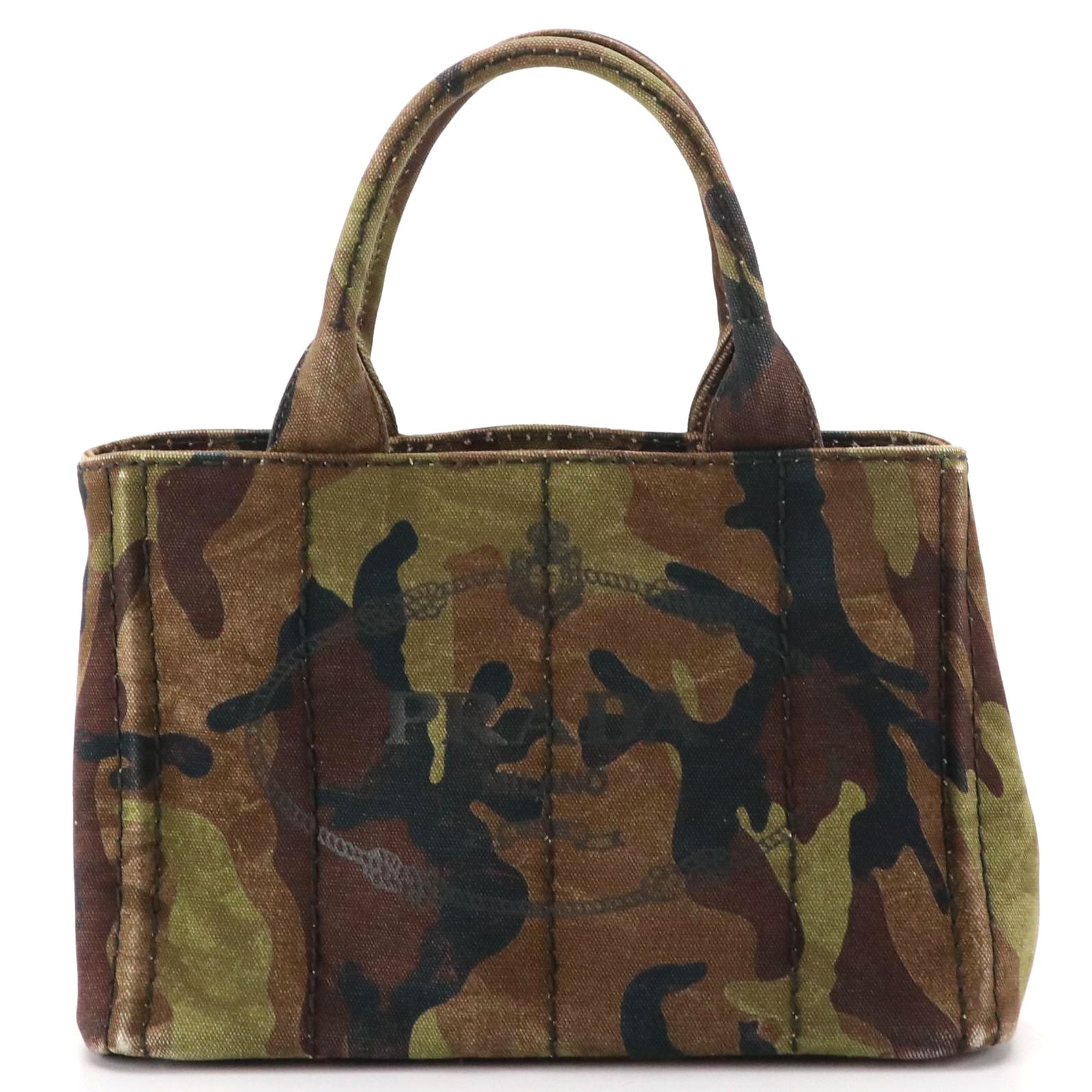 Prada Camouflage Printed Canapa Logo Small Two-Way Tote