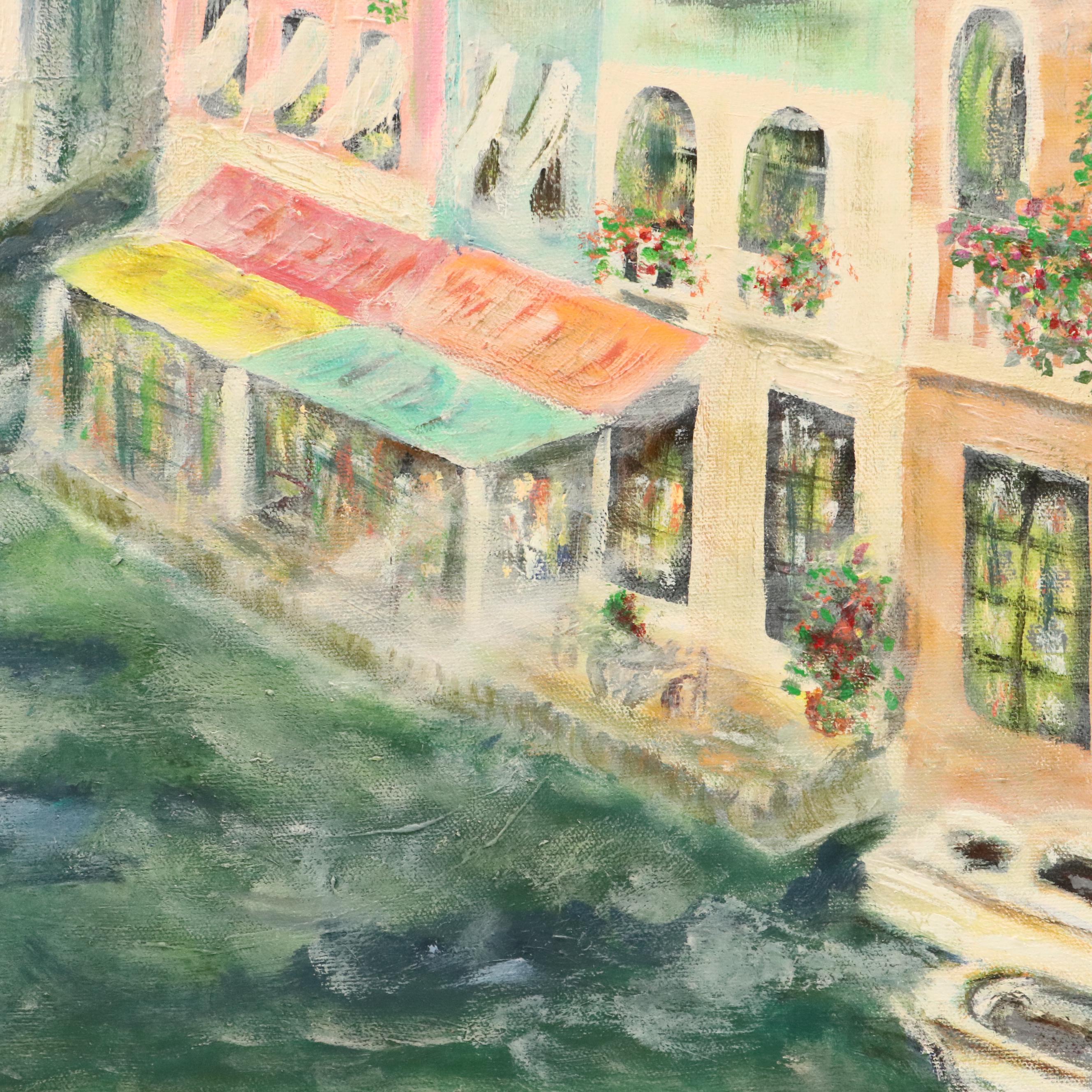 Venetian Canal Oil Painting, Late 20th Century