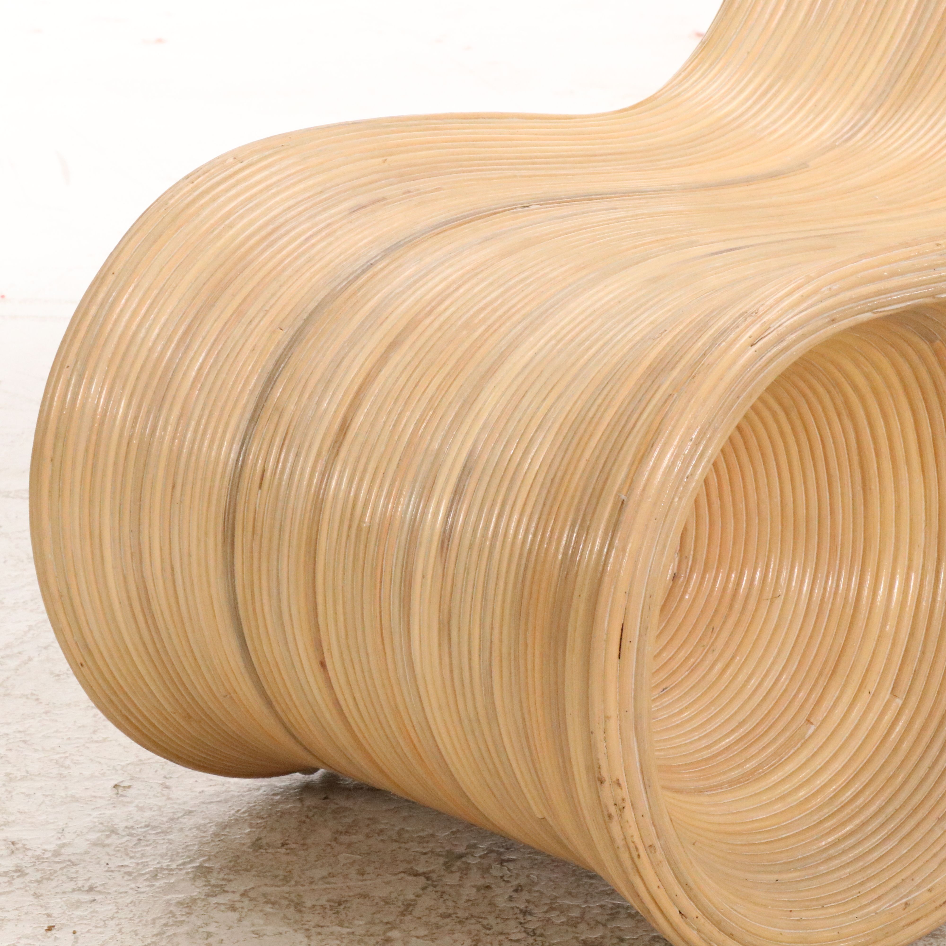 Modernist Pencil Reed Lounge Chair and Ottoman