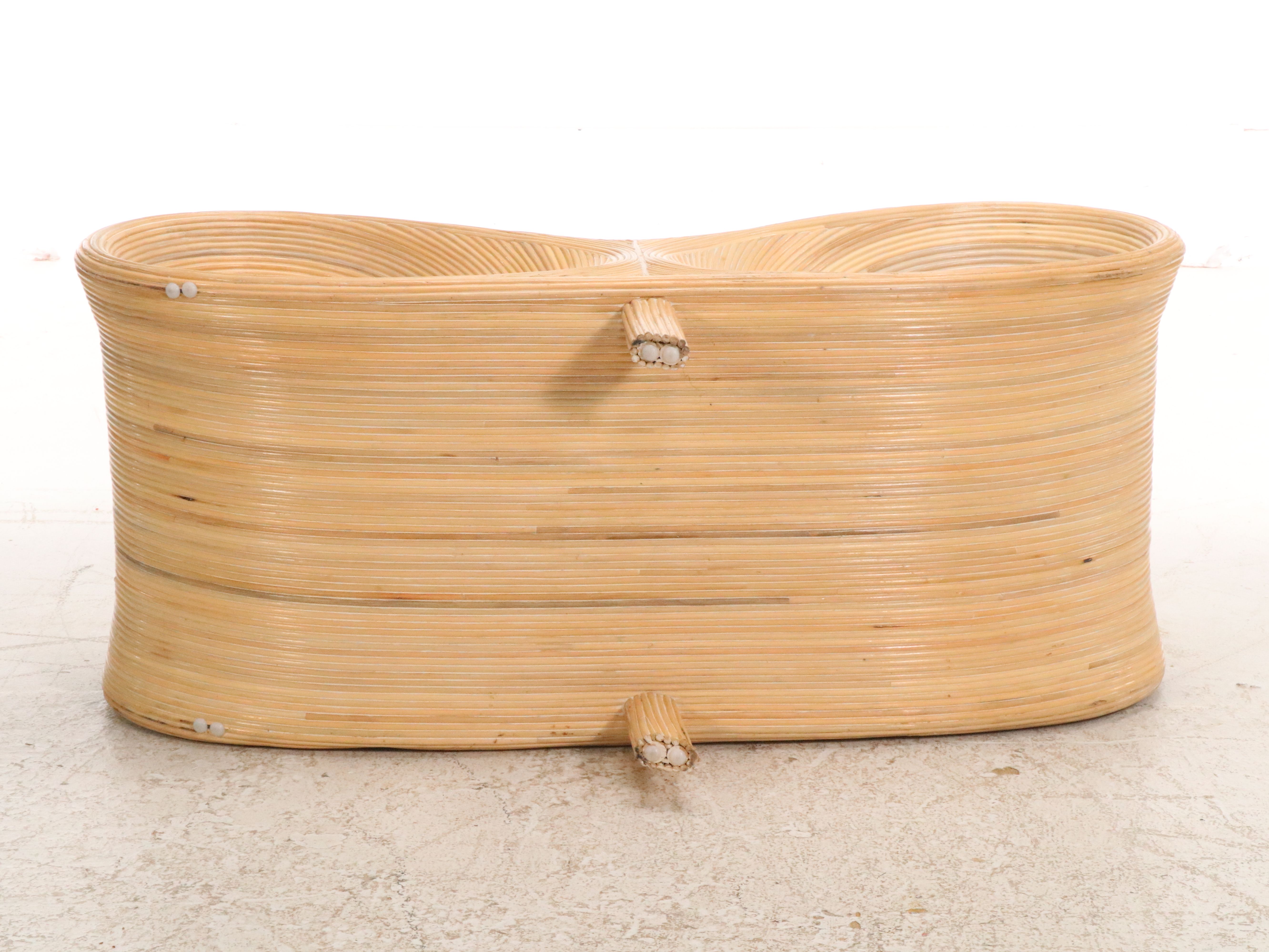 Modernist Pencil Reed Lounge Chair and Ottoman