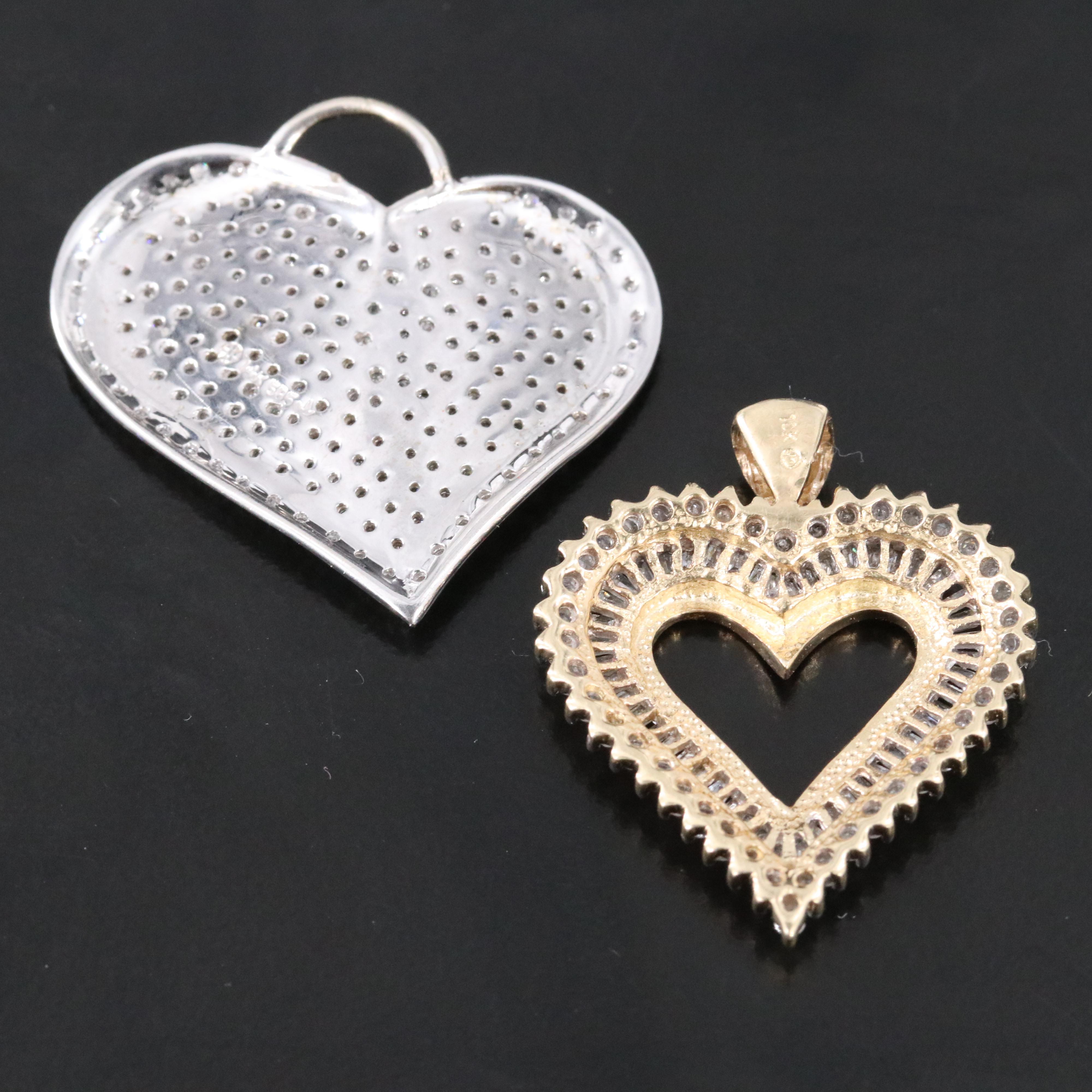 14K and 10K 1.35 CTW Diamond Heart Pendants