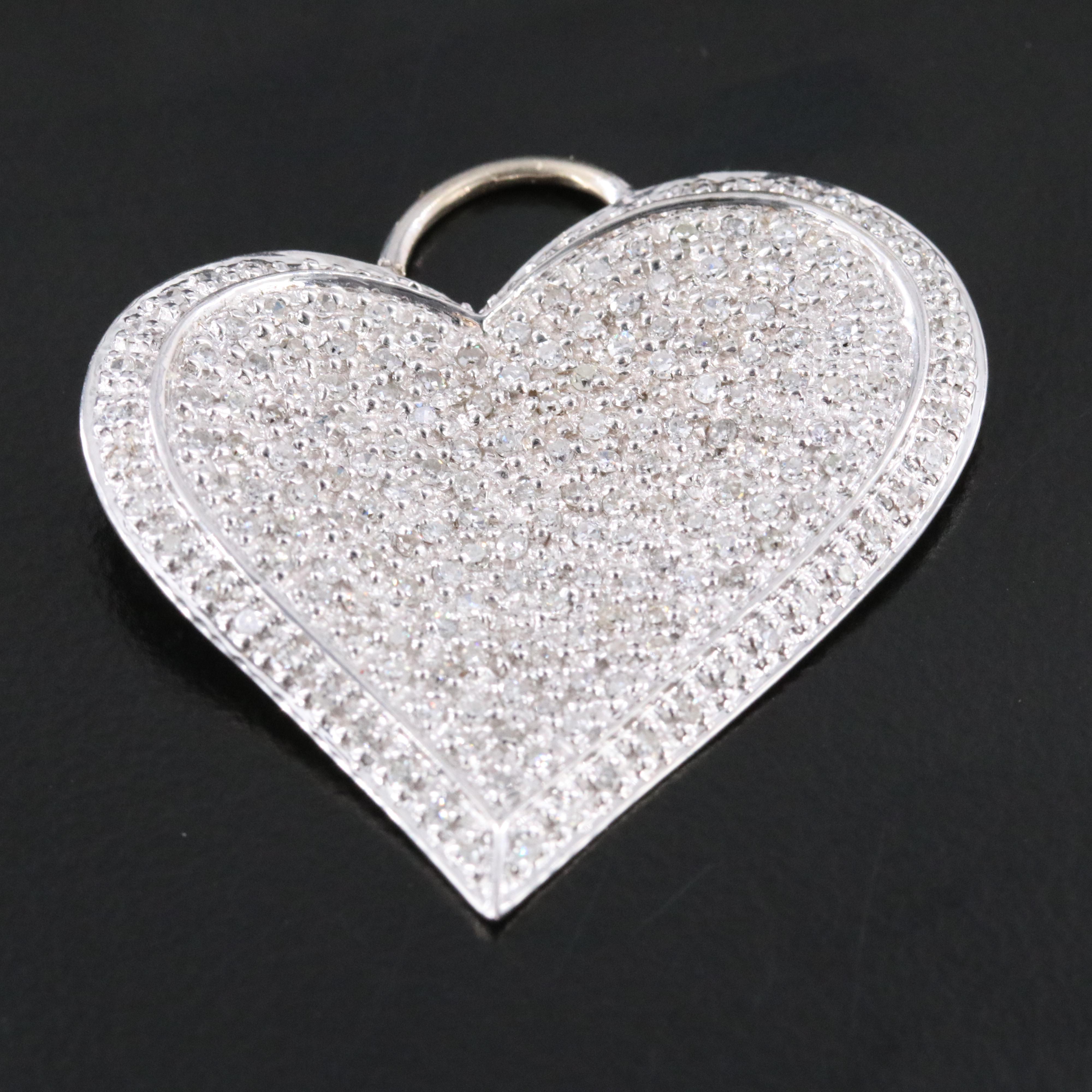 14K and 10K 1.35 CTW Diamond Heart Pendants