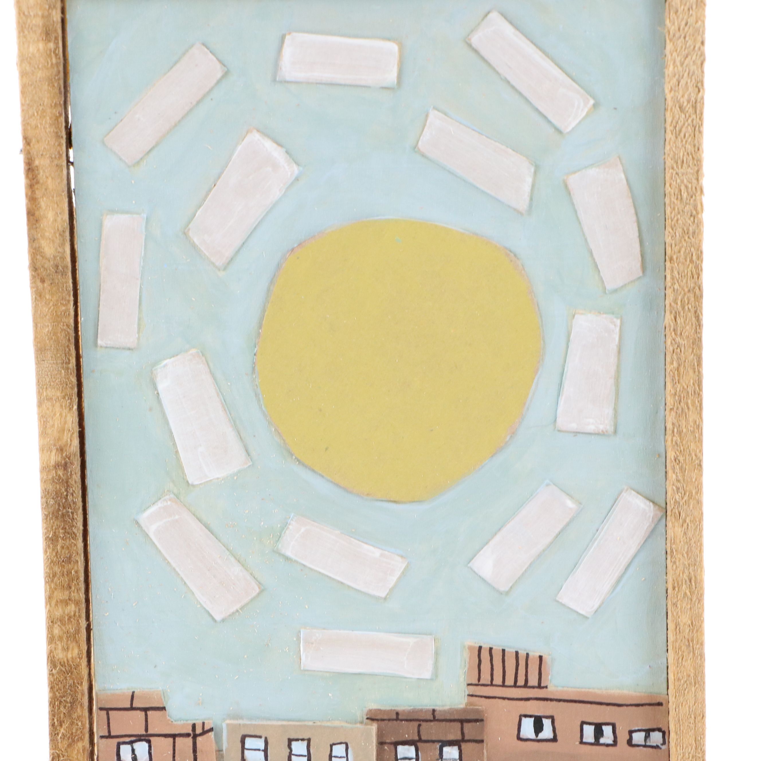 Aaron Wooten Dimensional Cityscape Mixed Media Painting "Sunny Day," 2025