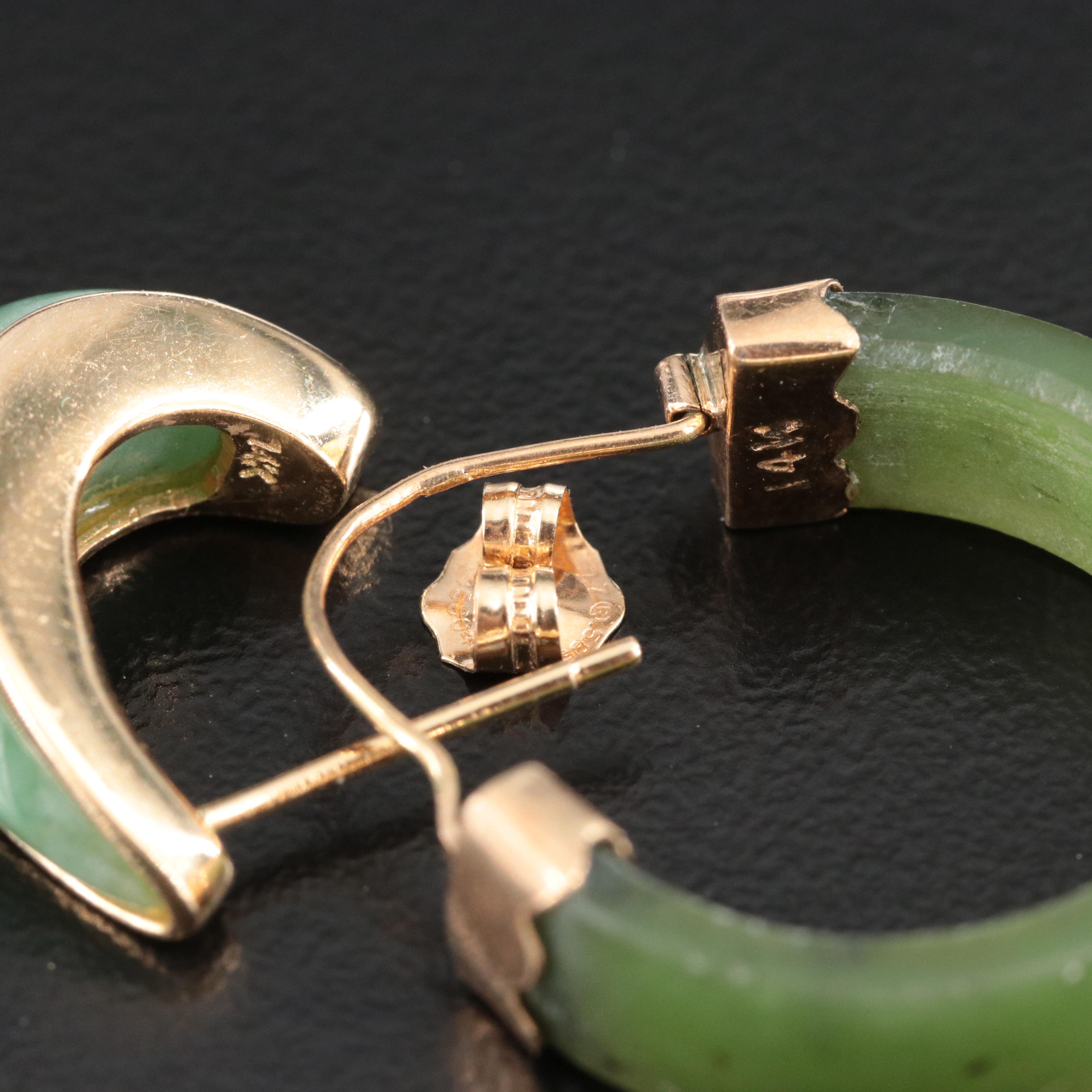Jadeite Featured in Collection of Chinese 10K and 14K Earrings with 18K Pendant