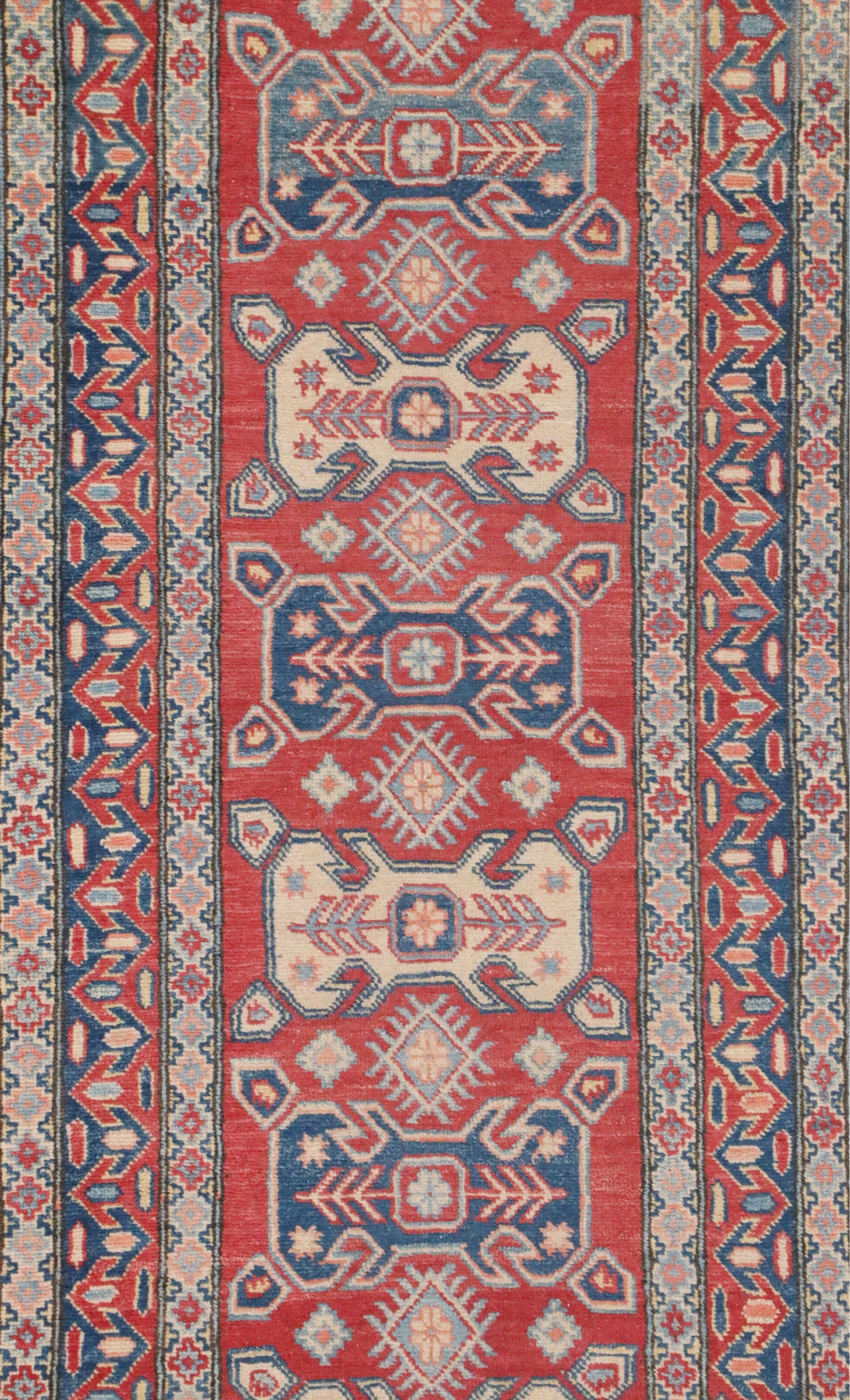 2'9 x 12'7 Hand-Knotted Caucasian Kazak Carpet Runner