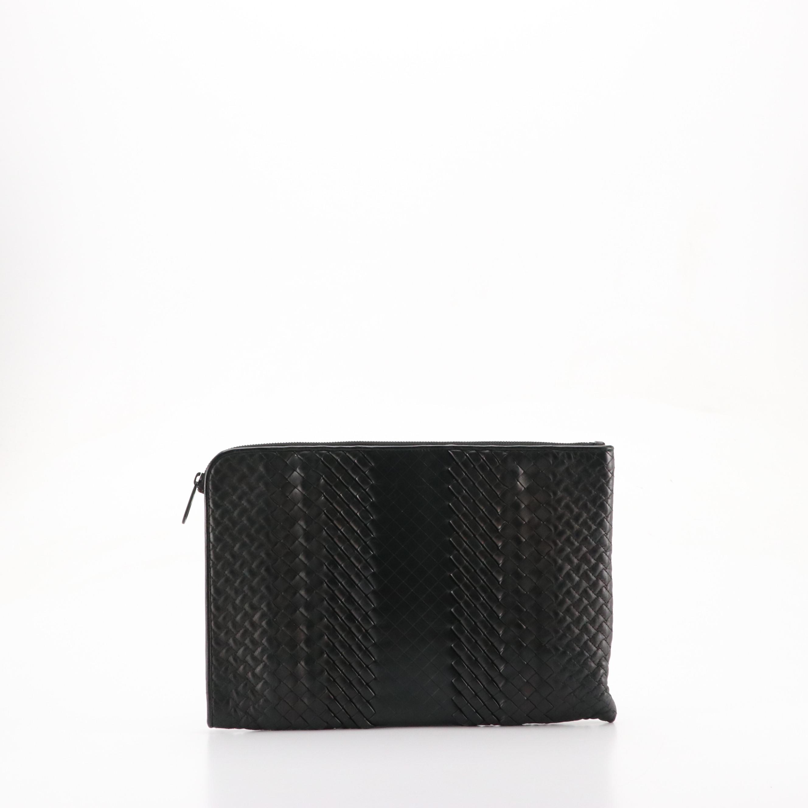 Bottega Veneta Intrecciato Leather Zip Clutch