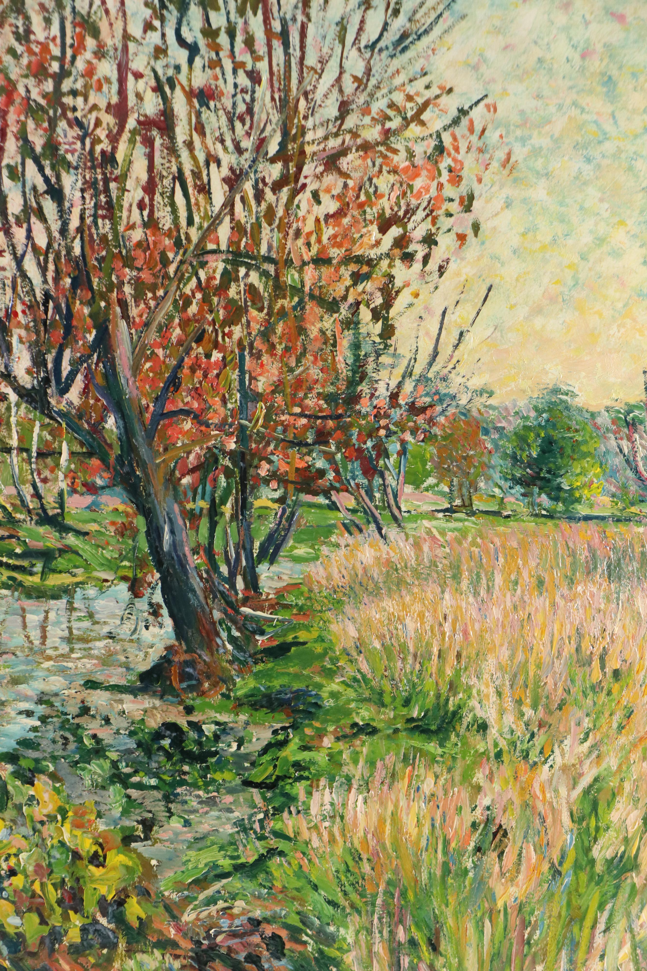 Michael Salvatore Abbate Autumnal Landscape Oil Painting, Mid-20th Century