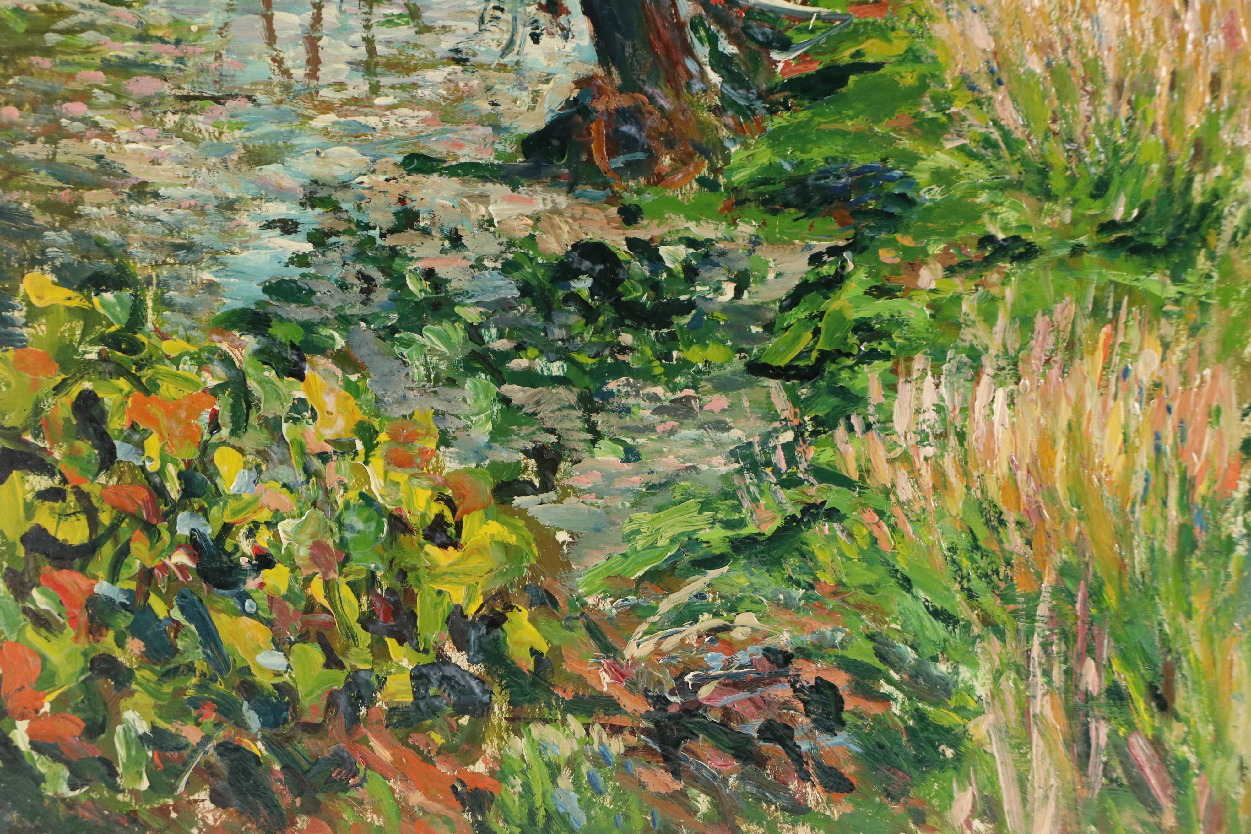 Michael Salvatore Abbate Autumnal Landscape Oil Painting, Mid-20th Century