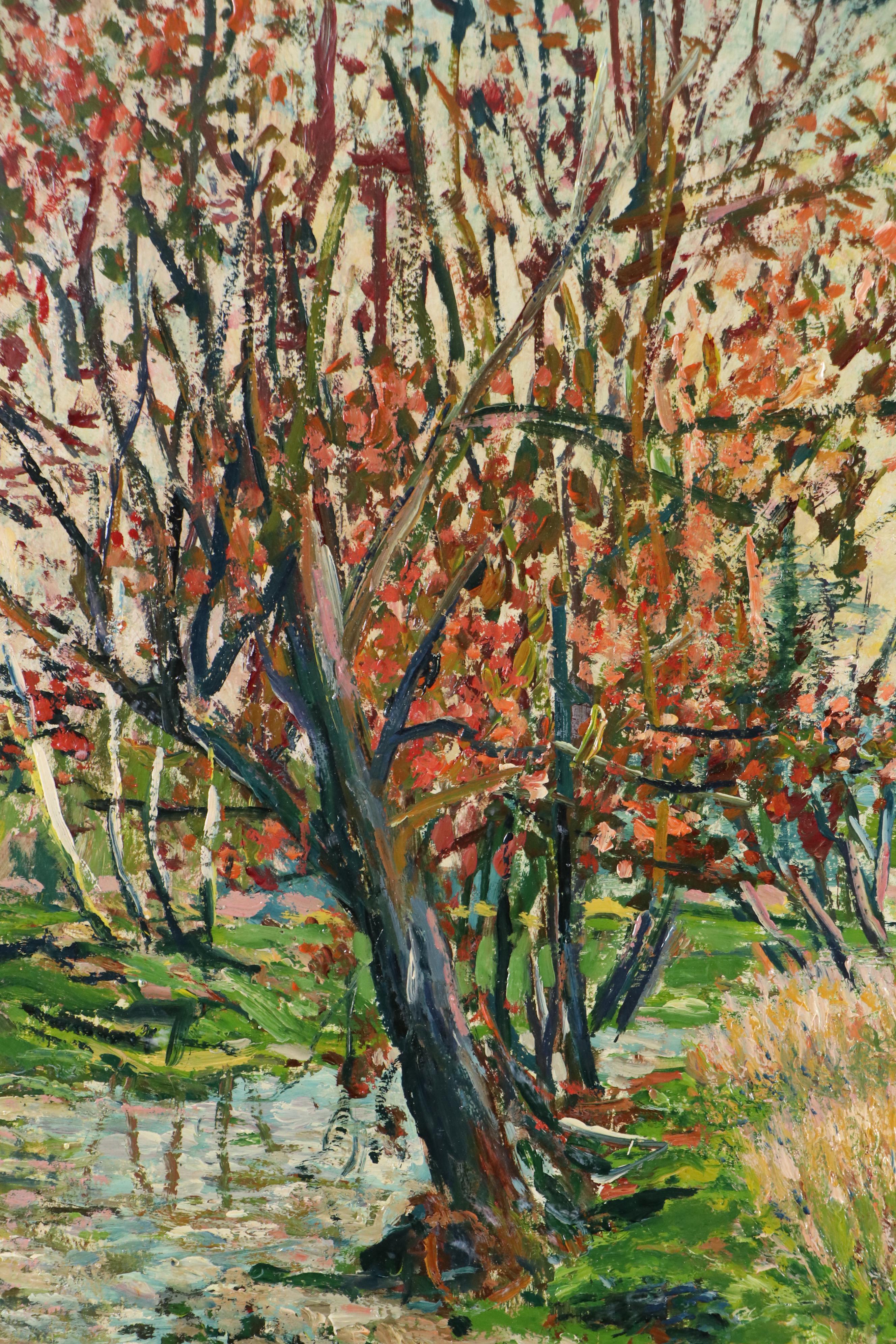 Michael Salvatore Abbate Autumnal Landscape Oil Painting, Mid-20th Century