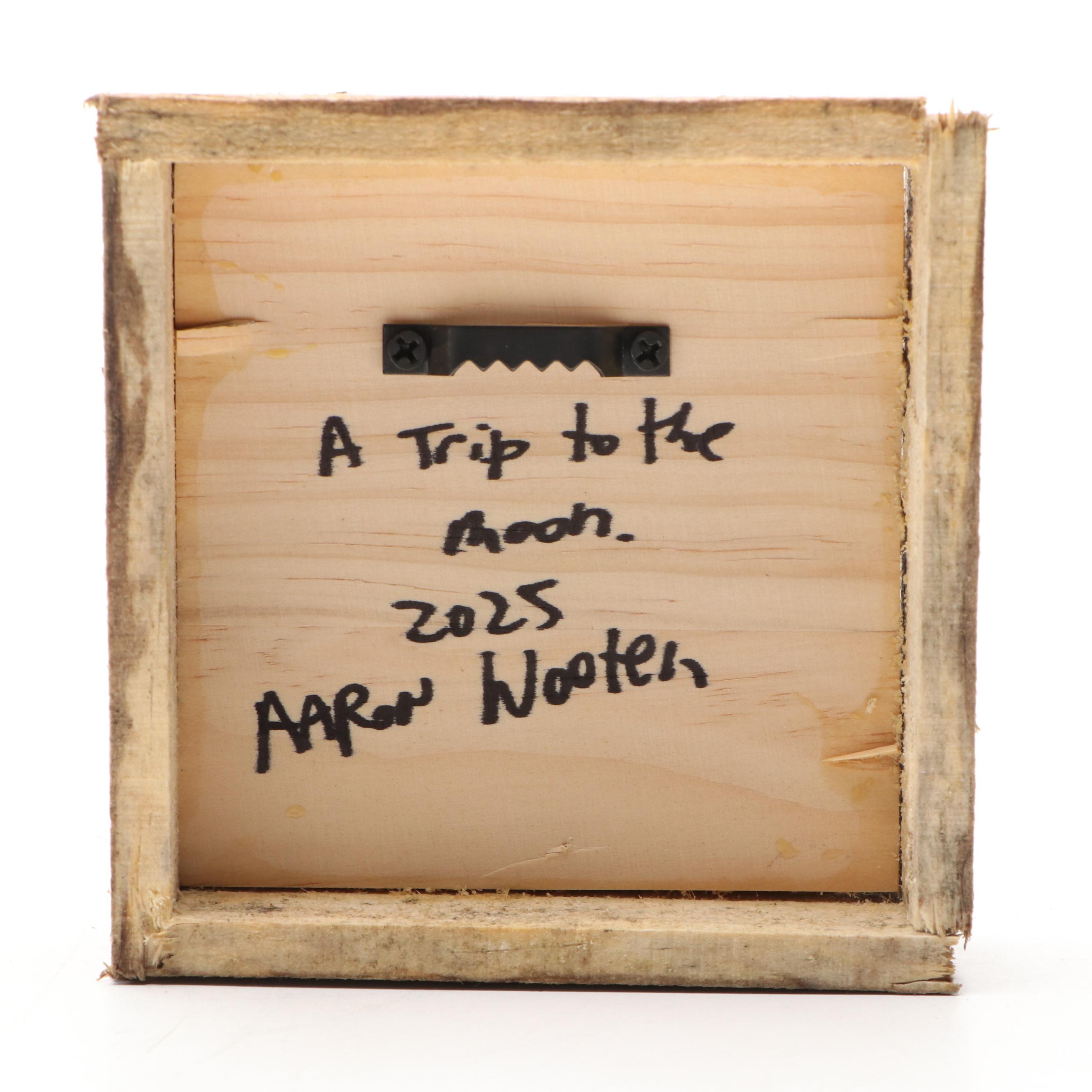 Aaron Wooten Stylized Mixed Media Painting "A Trip to the Moon.," 2025