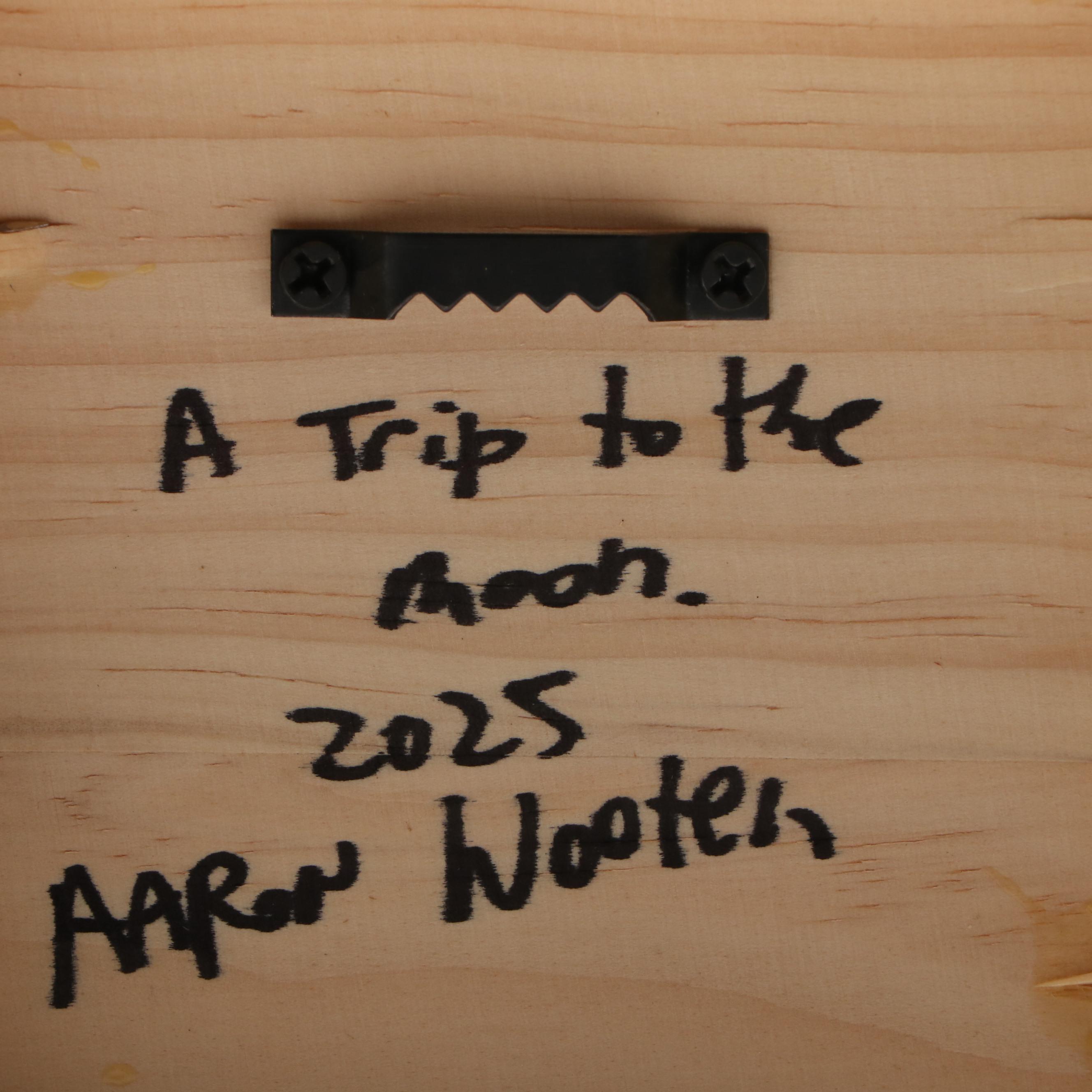 Aaron Wooten Stylized Mixed Media Painting "A Trip to the Moon.," 2025