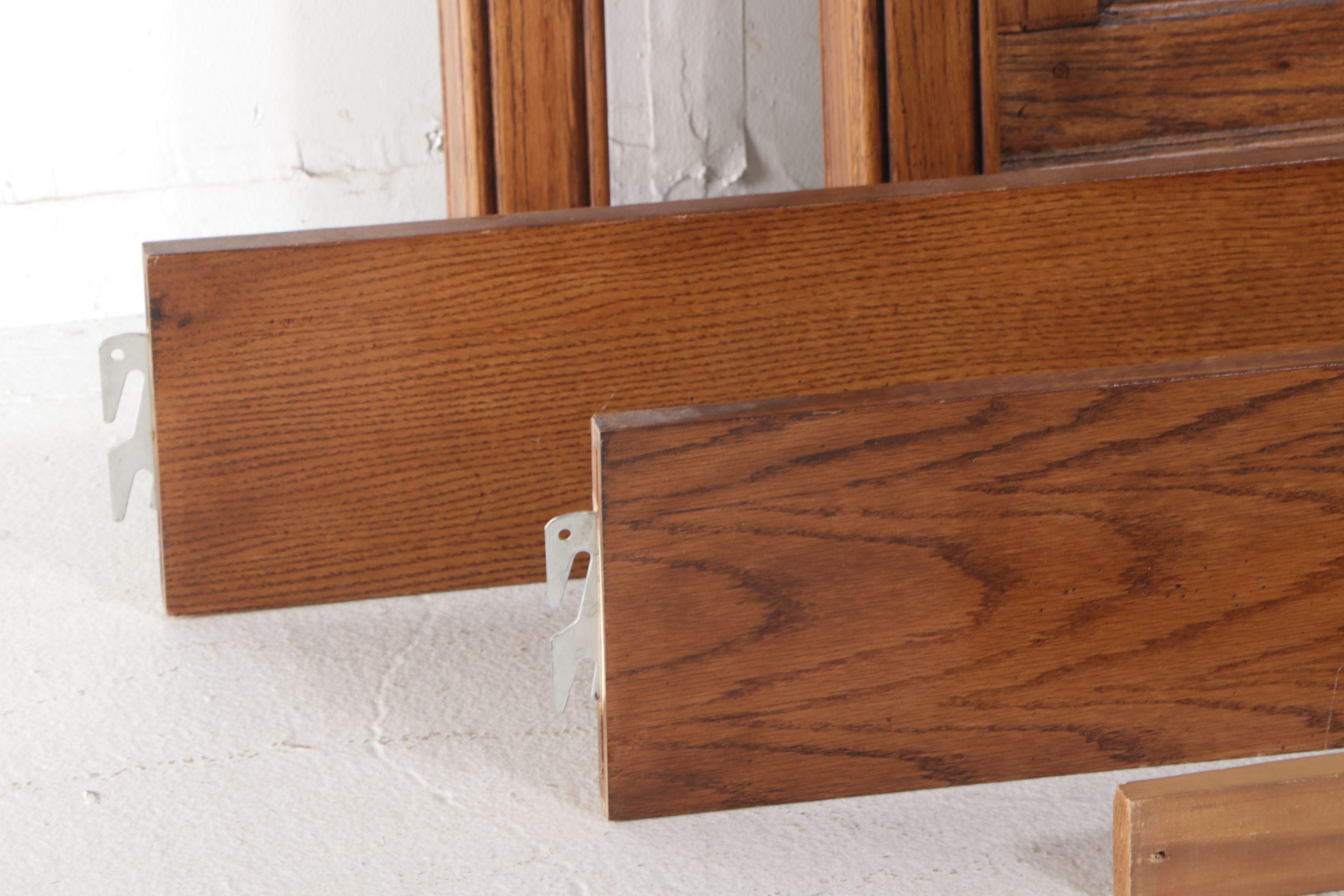 American Signature Craftsman Style Oak Queen Size Bed Frame and Nightstands