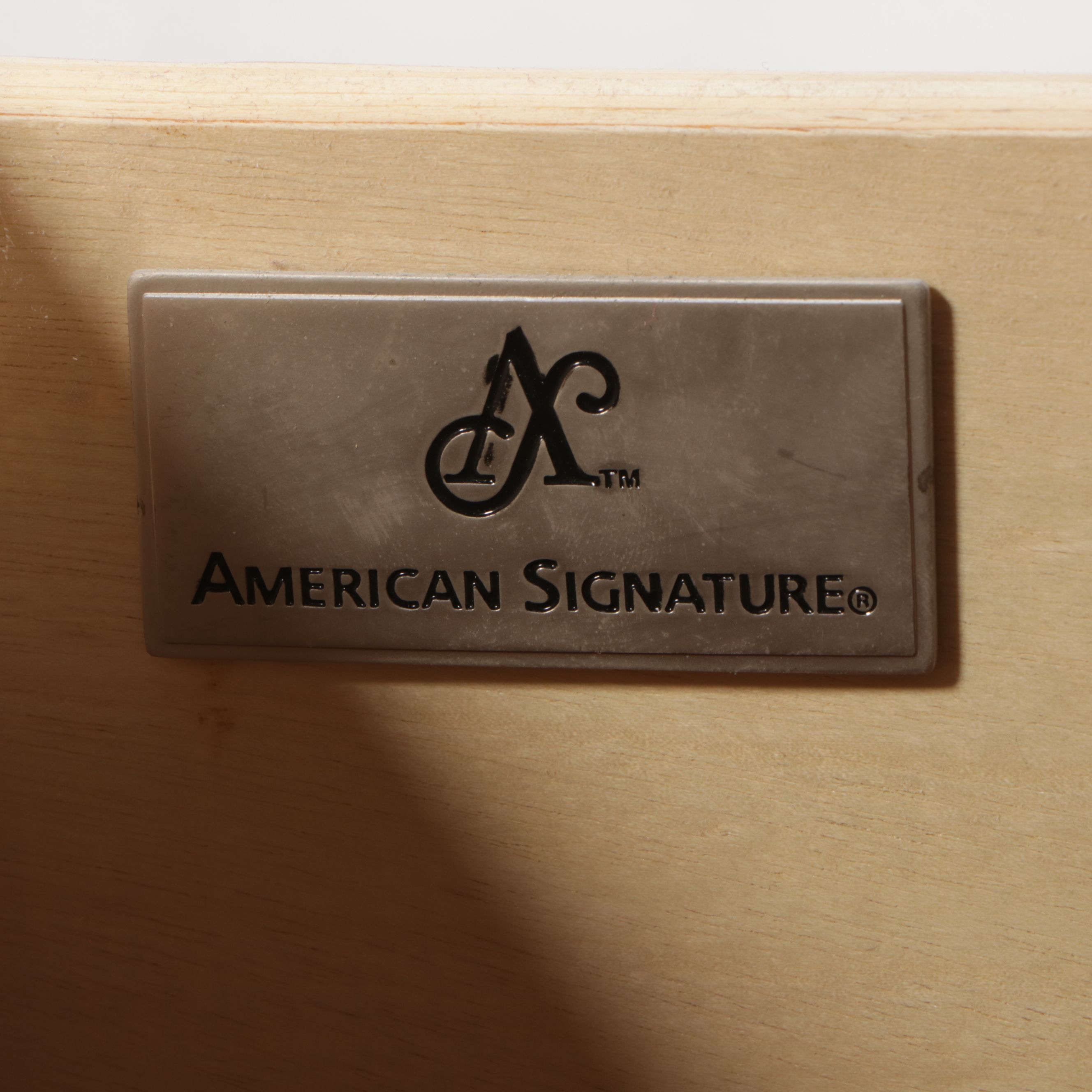 American Signature Craftsman Style Oak Queen Size Bed Frame and Nightstands