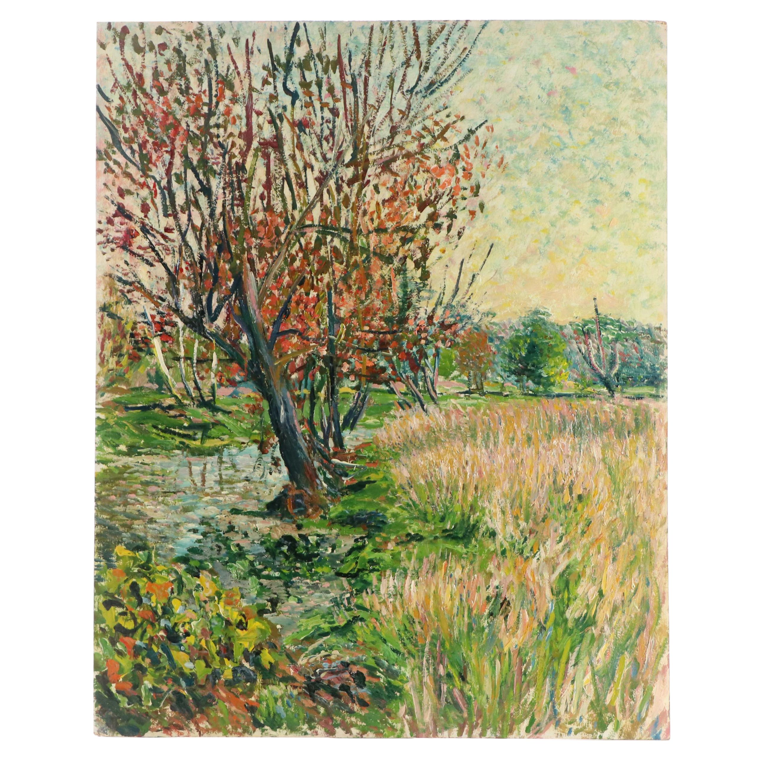 Michael Salvatore Abbate Autumnal Landscape Oil Painting, Mid-20th Century