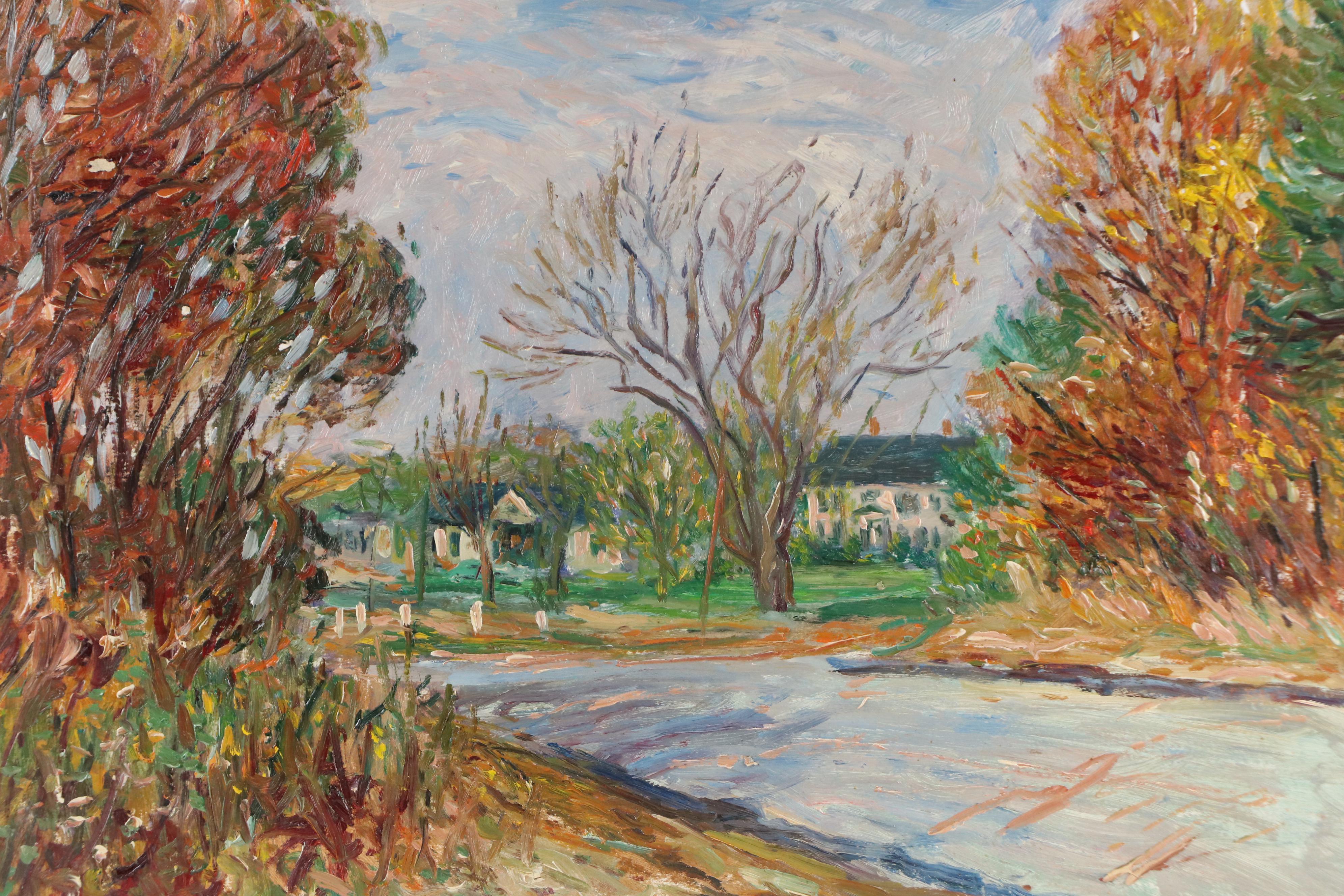 Michael Salvatore Abbate Suburban Landscape Oil Painting, Mid-20th Century