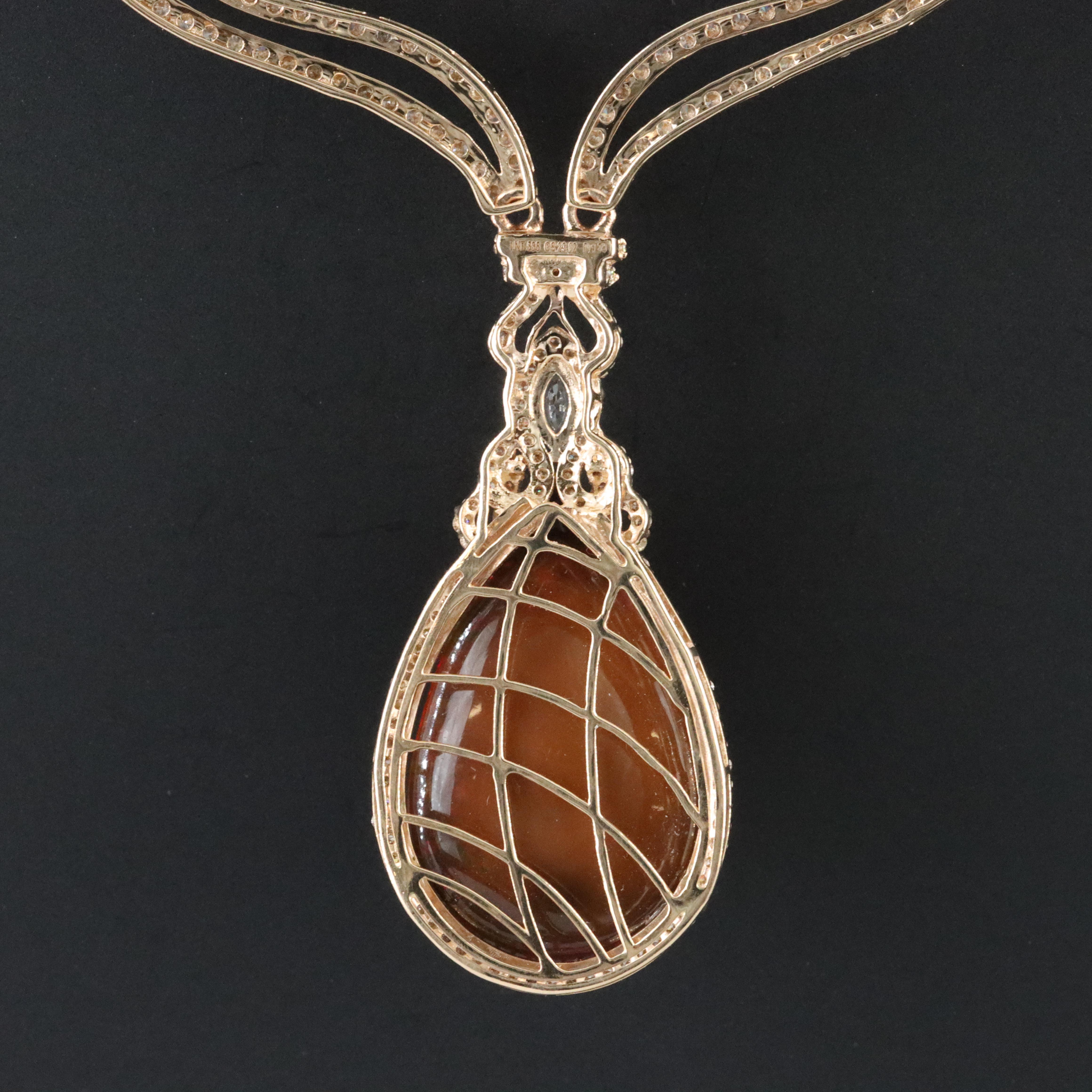 14K Opal, White Topaz, and Diamond Necklace