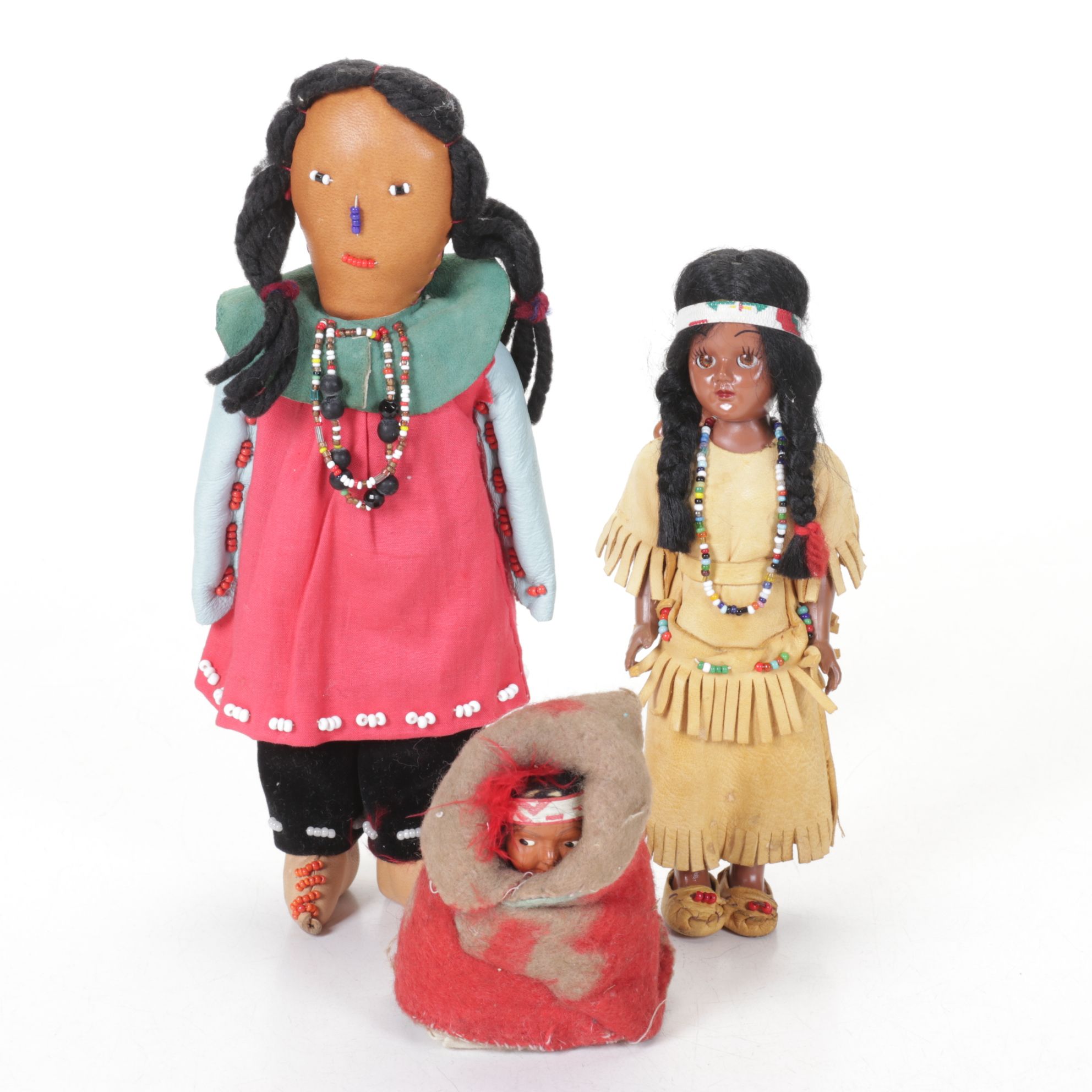 Hand-Crafted Leather Native American Doll Collection