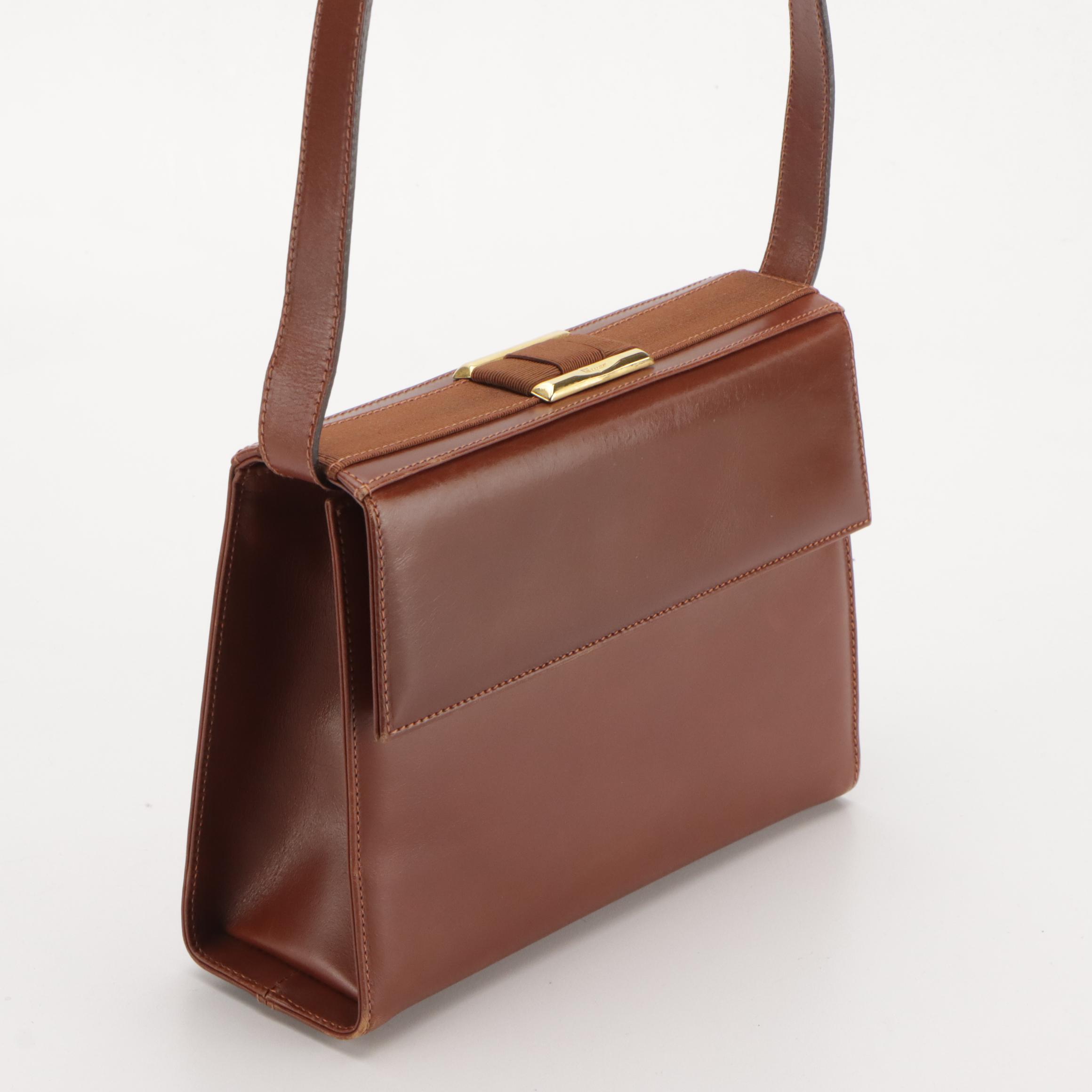 Salvatore Ferragamo Vara Flap Shoulder Bag in Brown Leather
