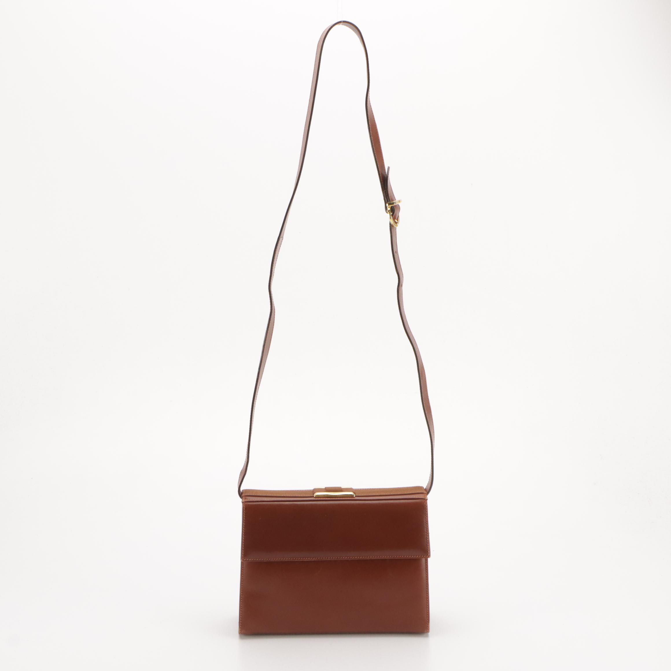 Salvatore Ferragamo Vara Flap Shoulder Bag in Brown Leather