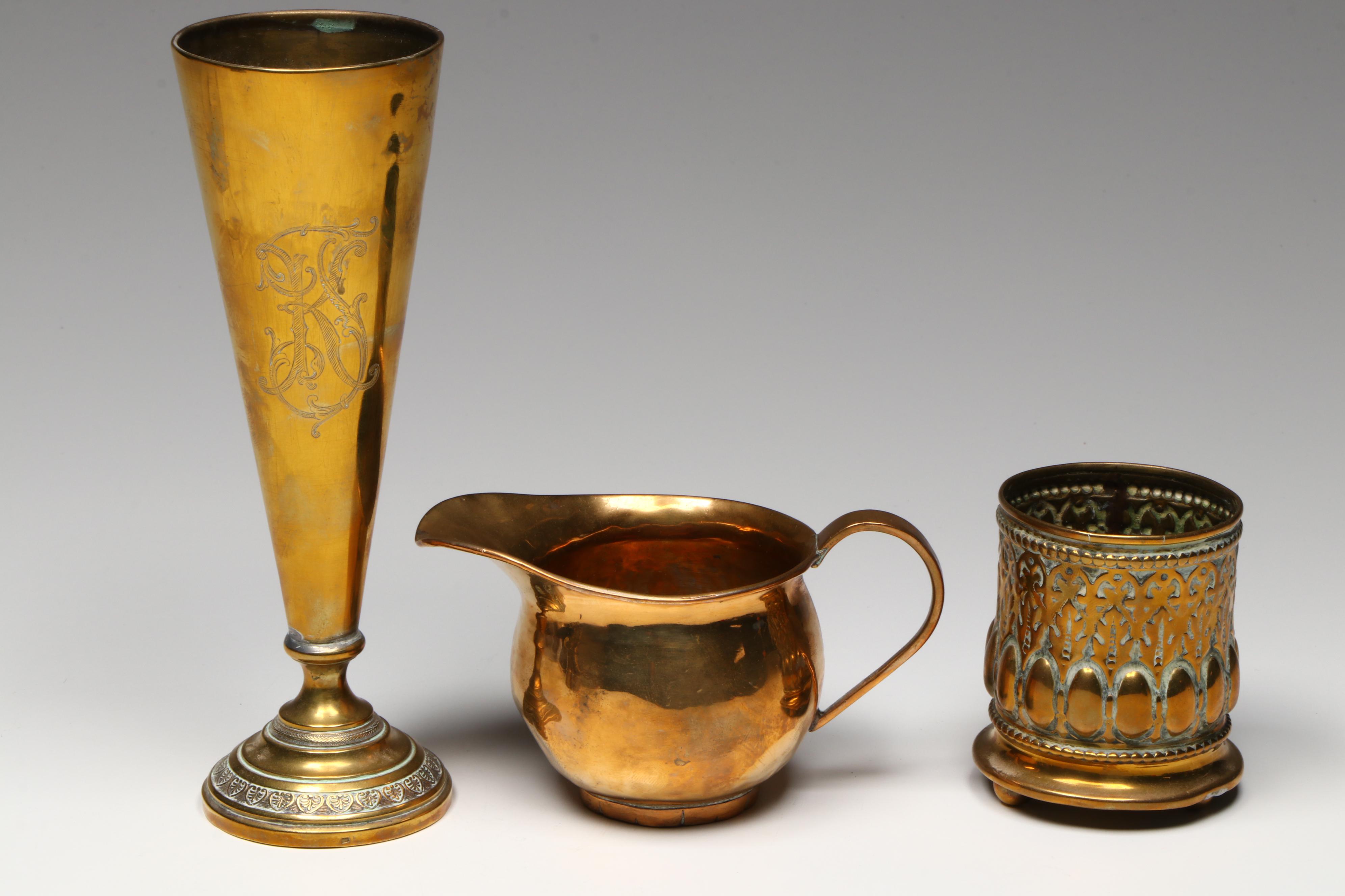 Lubavin Russian Cossack Brass Champagne Flute with Repoussé Cup and More Brass