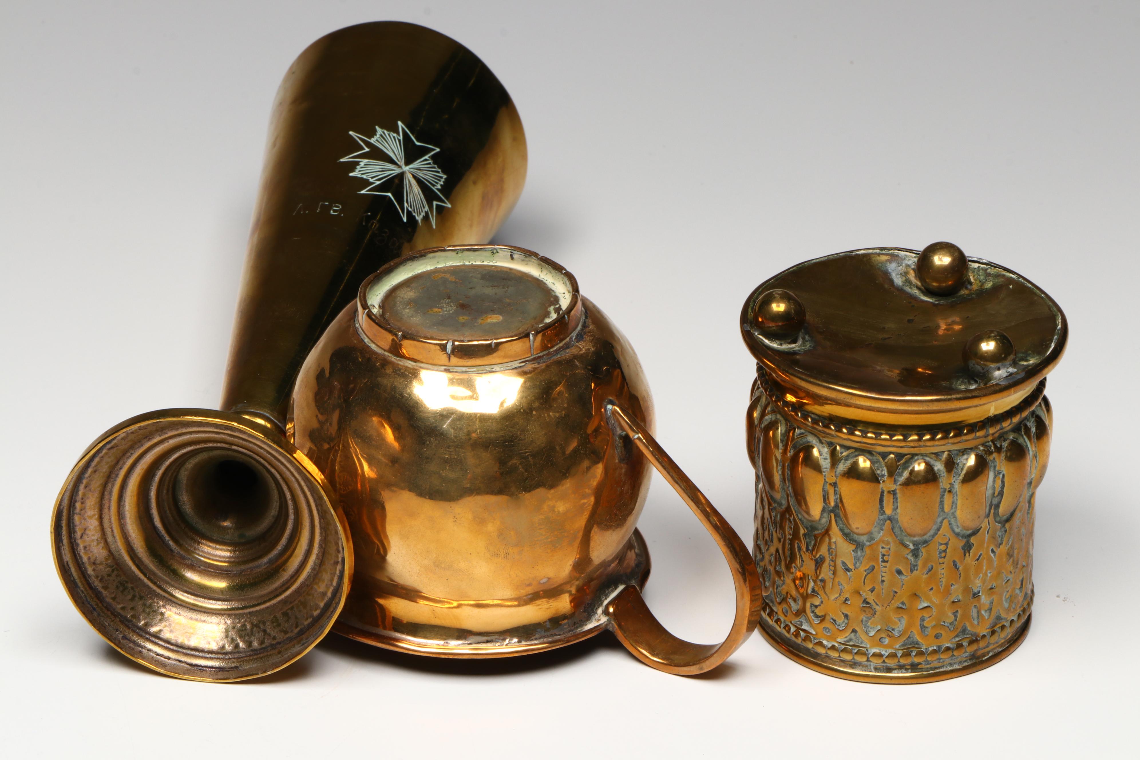 Lubavin Russian Cossack Brass Champagne Flute with Repoussé Cup and More Brass