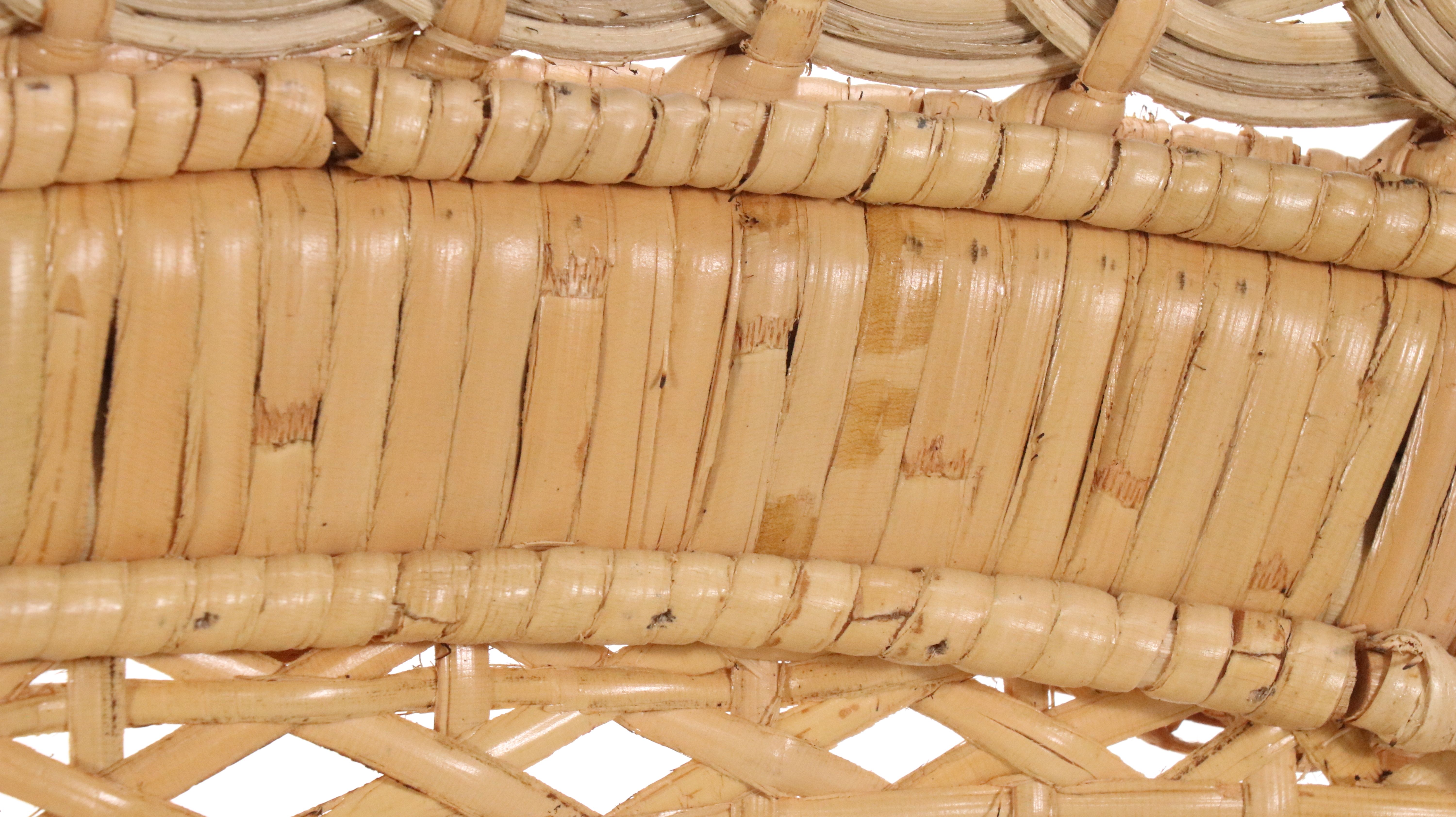 Two Peacock-Back Rattan Wicker Armchairs, Late 20th to 21st Century