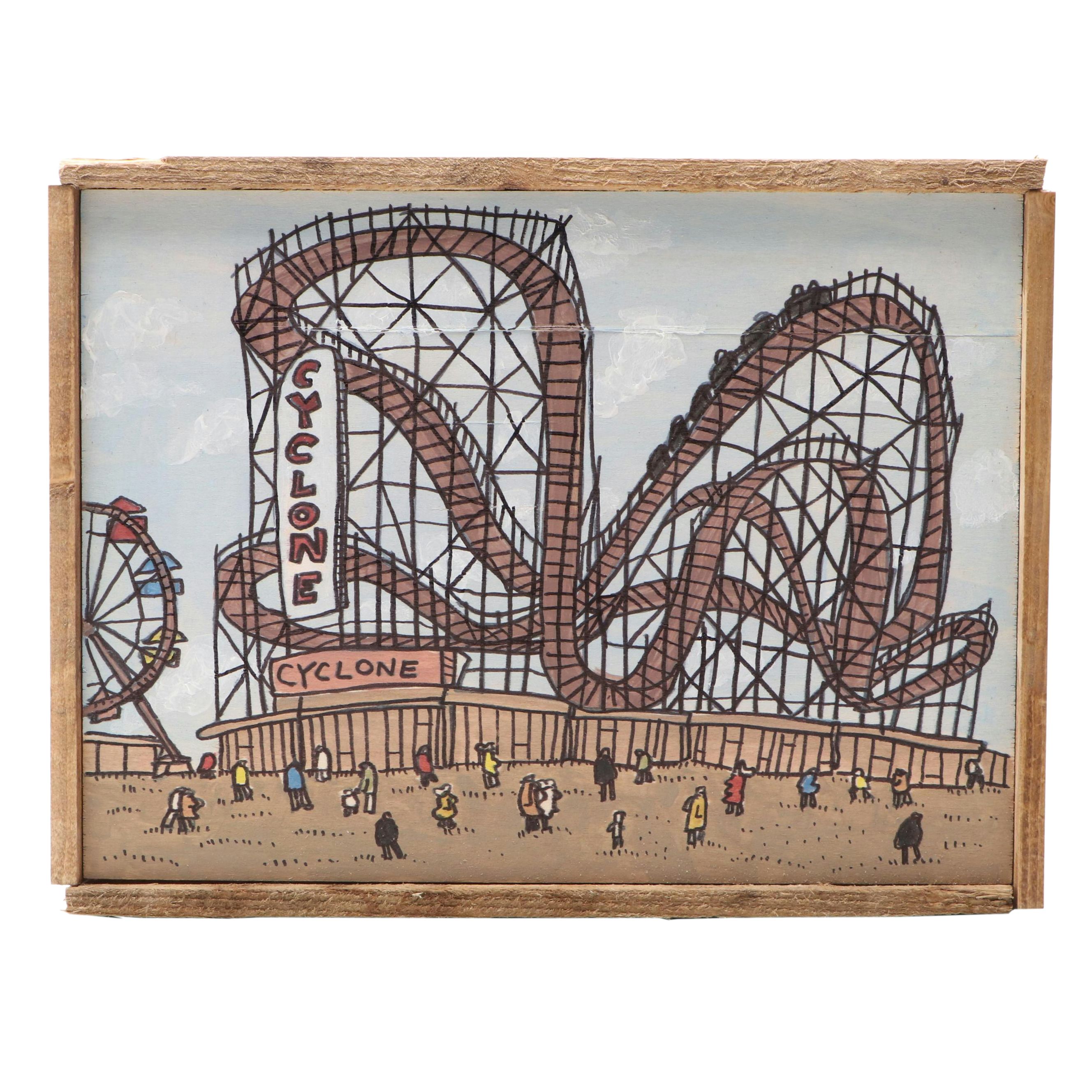 Aaron Wooten Stylized Mixed Media Painting "Cyclone," 2025