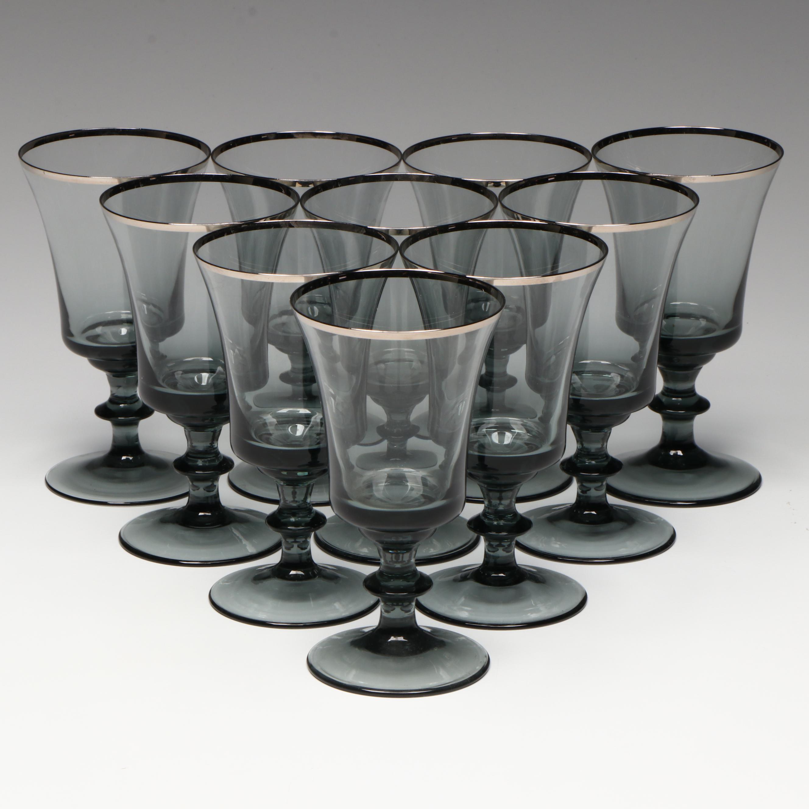 Gorham "Prelude" Smokey Crystal Wine Goblets, 1970 - 1974
