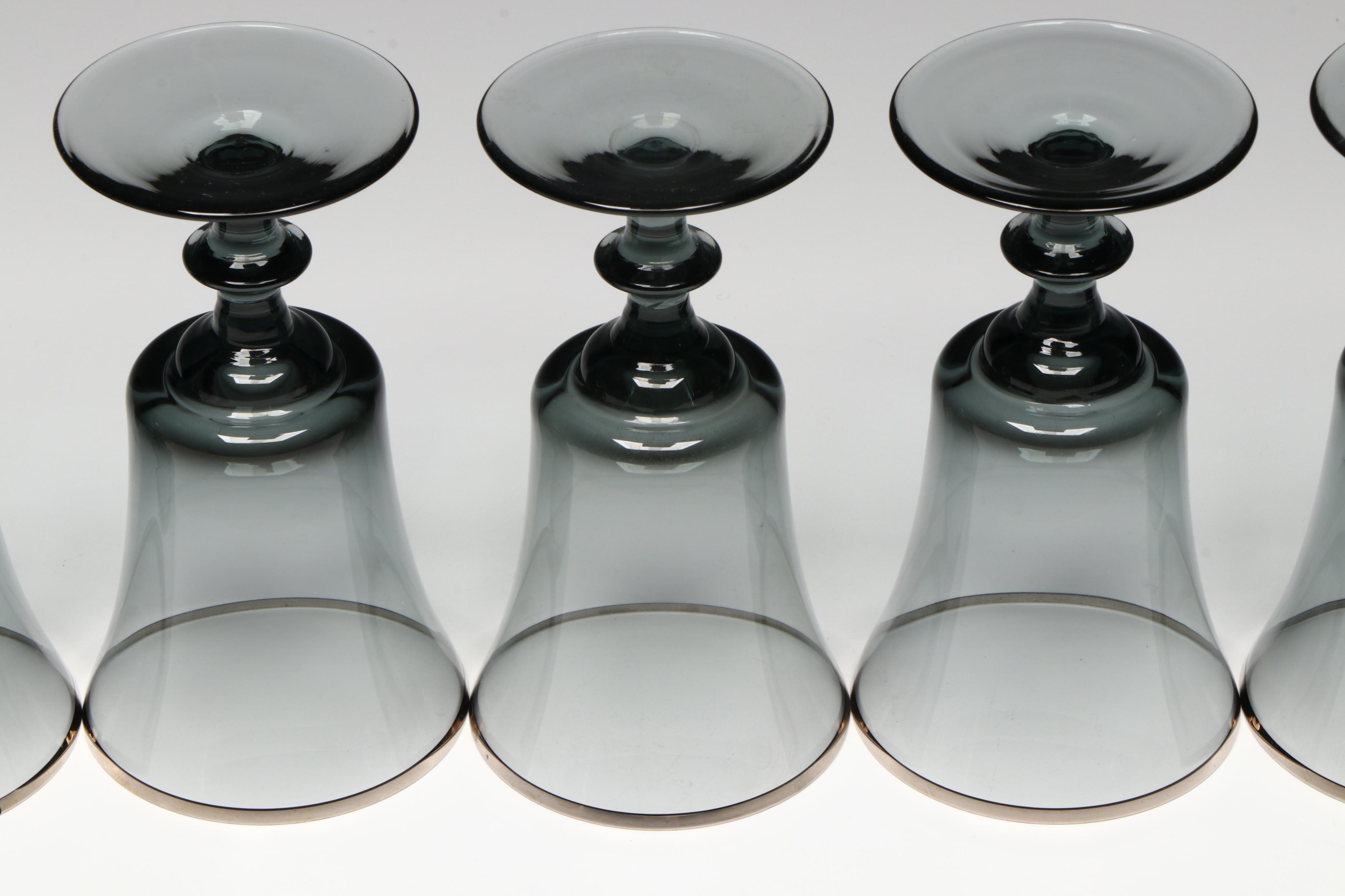 Gorham "Prelude" Smokey Crystal Wine Goblets, 1970 - 1974